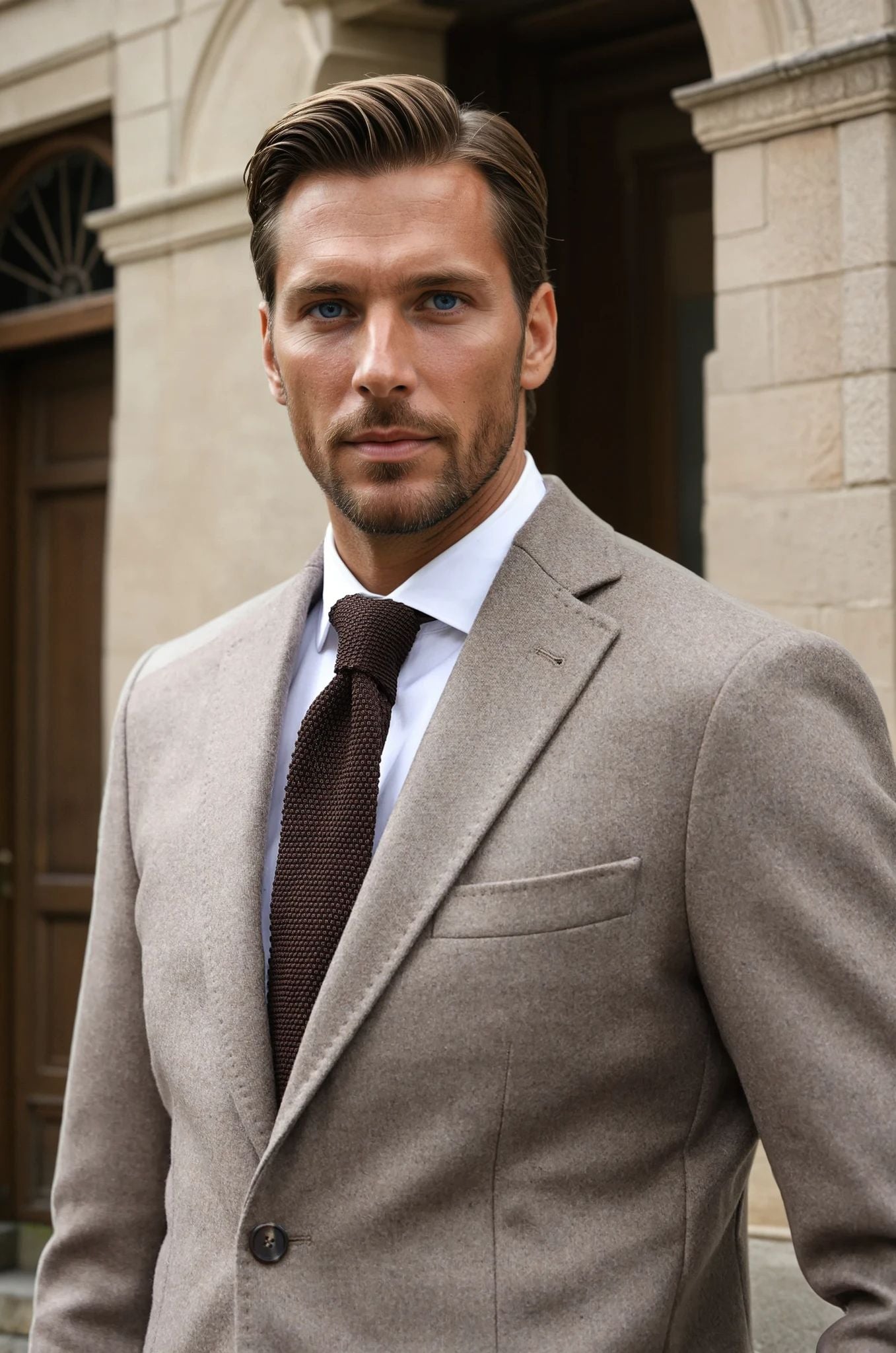 Veste Ralph en laine et cachemire double face Zanieri - Taupe-VESTE BLAZER HOMME-Curling-Paris