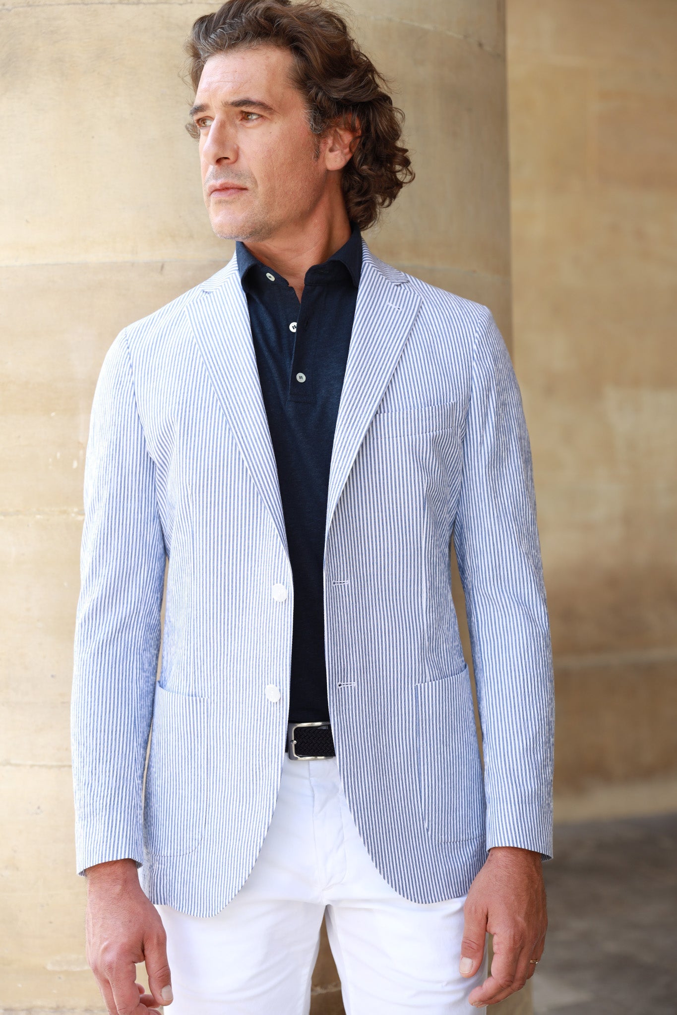 Veste Ralph en seersucker - Rayure Bleu-VESTE BLAZER HOMME-Curling-Paris