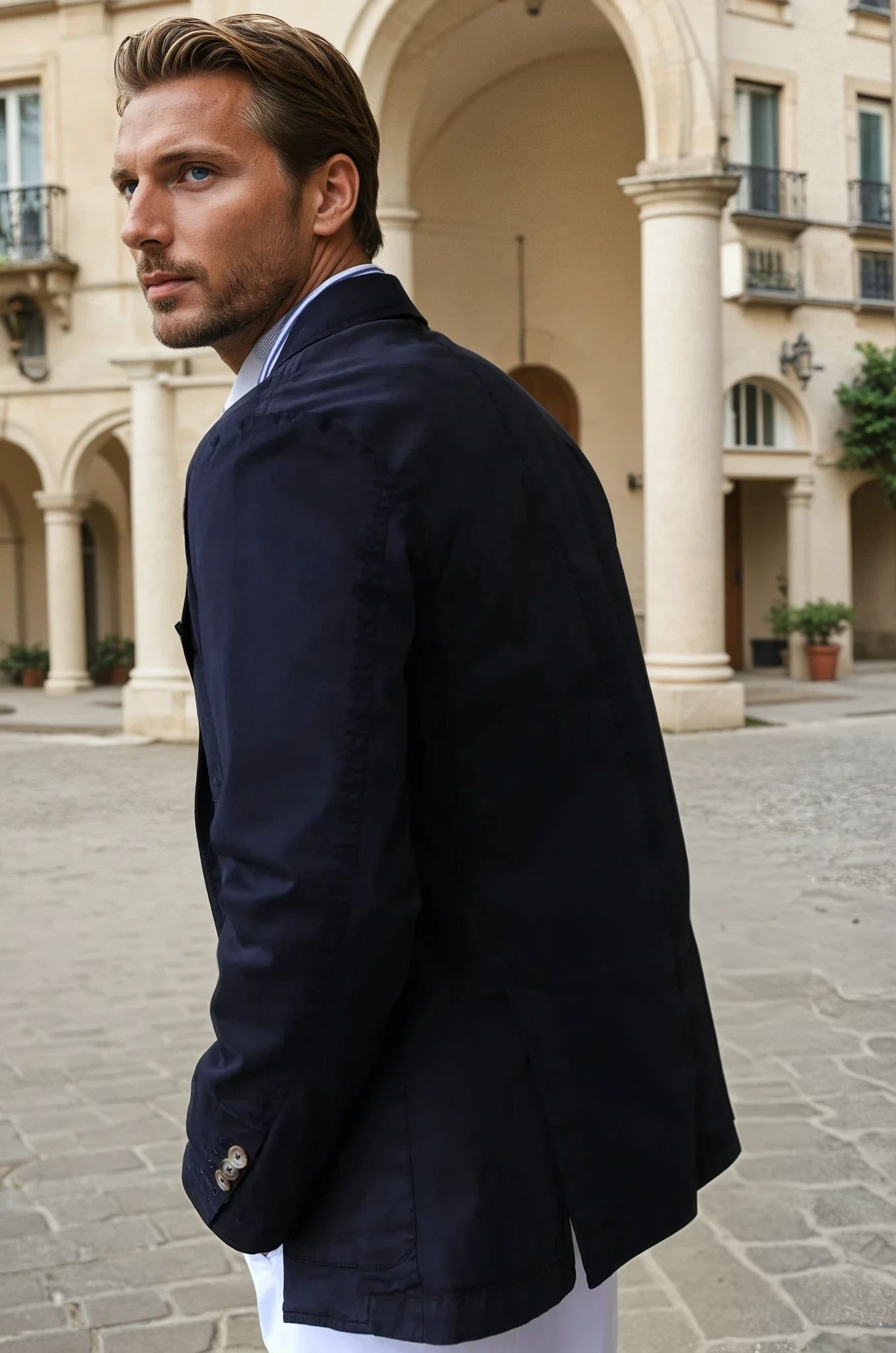 Veste Saharienne Leon en coton stretch - Marine-VESTE BLAZER HOMME-Curling-Paris