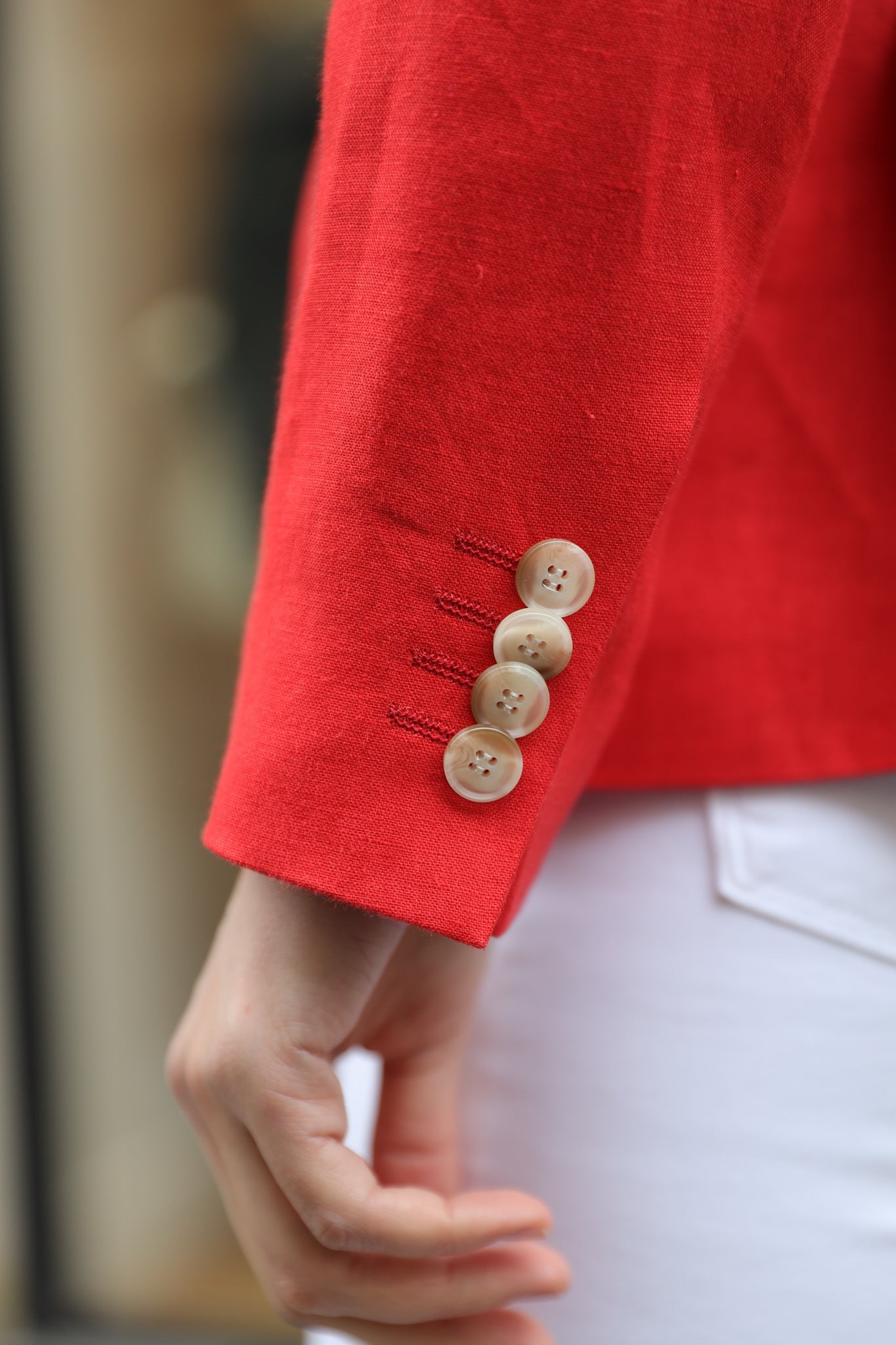 Veste Solange en lin - Rouge-VESTE BLAZER FEMME-Curling-Paris