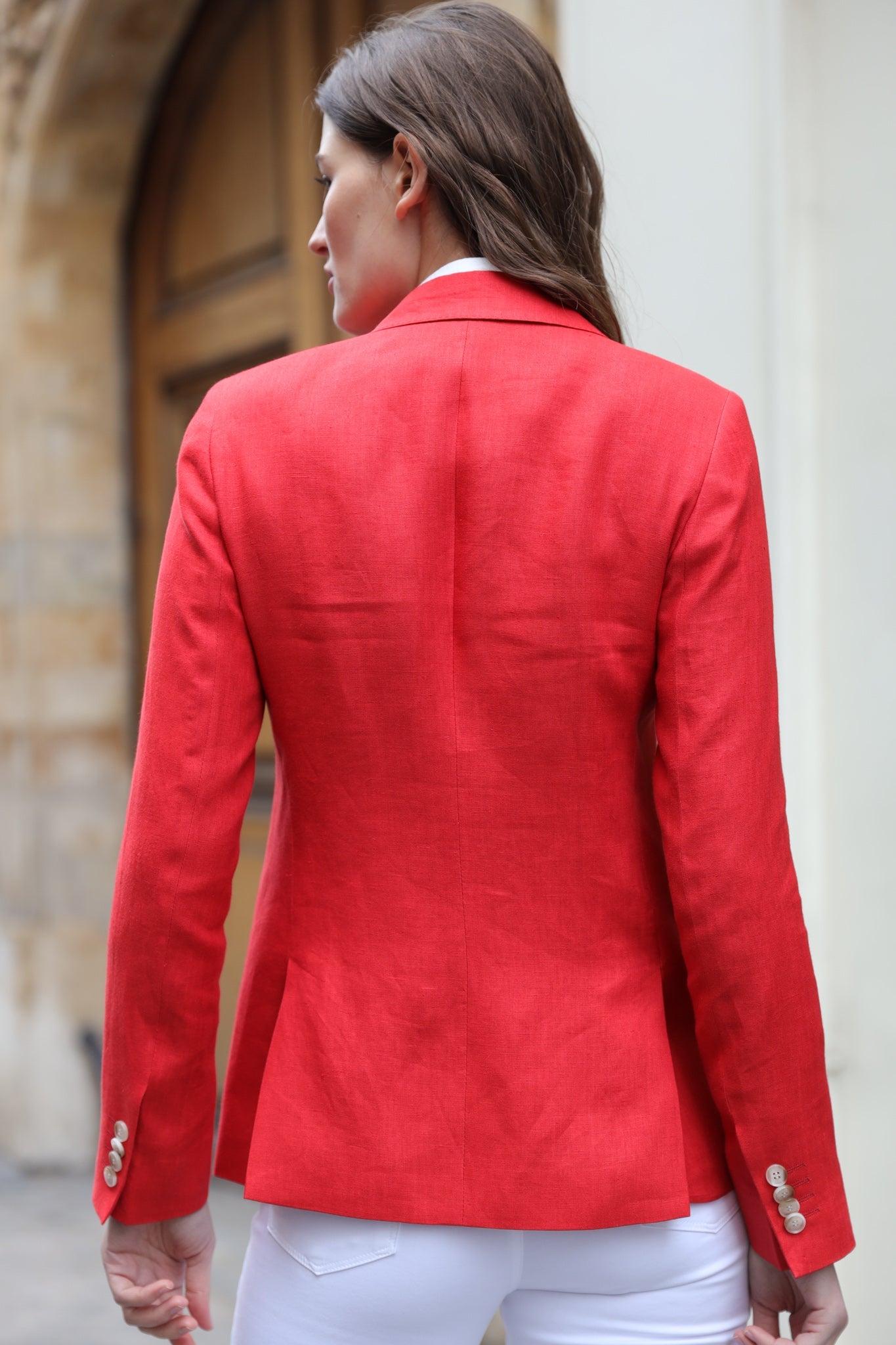 Veste Solange en lin - Rouge-VESTE BLAZER FEMME-Curling-Paris