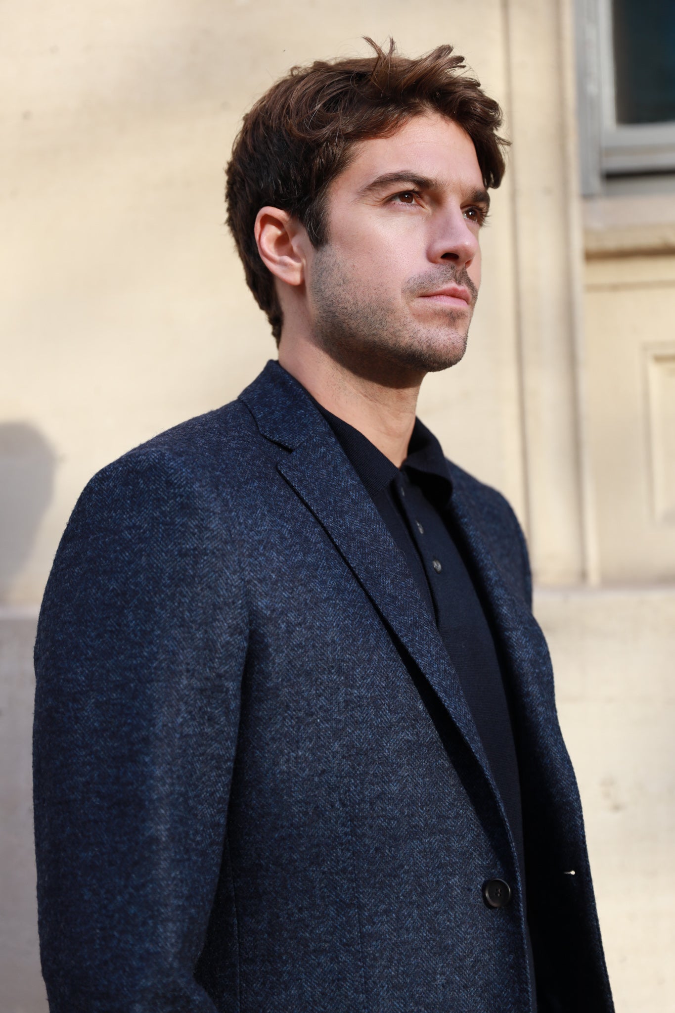 Veste Steven en laine chinée - Chevron Marine-VESTE BLAZER HOMME-Curling-Paris