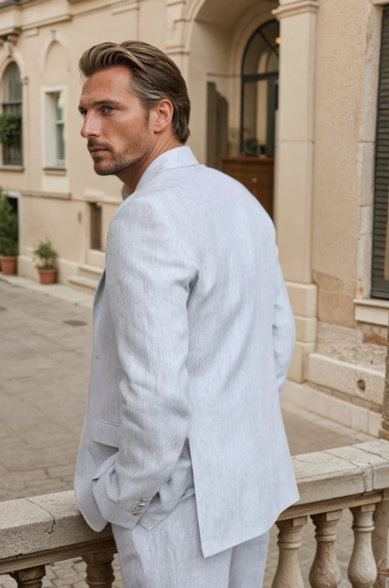 Veste Steven en lin - Greige-VESTE BLAZER HOMME-Curling-Paris