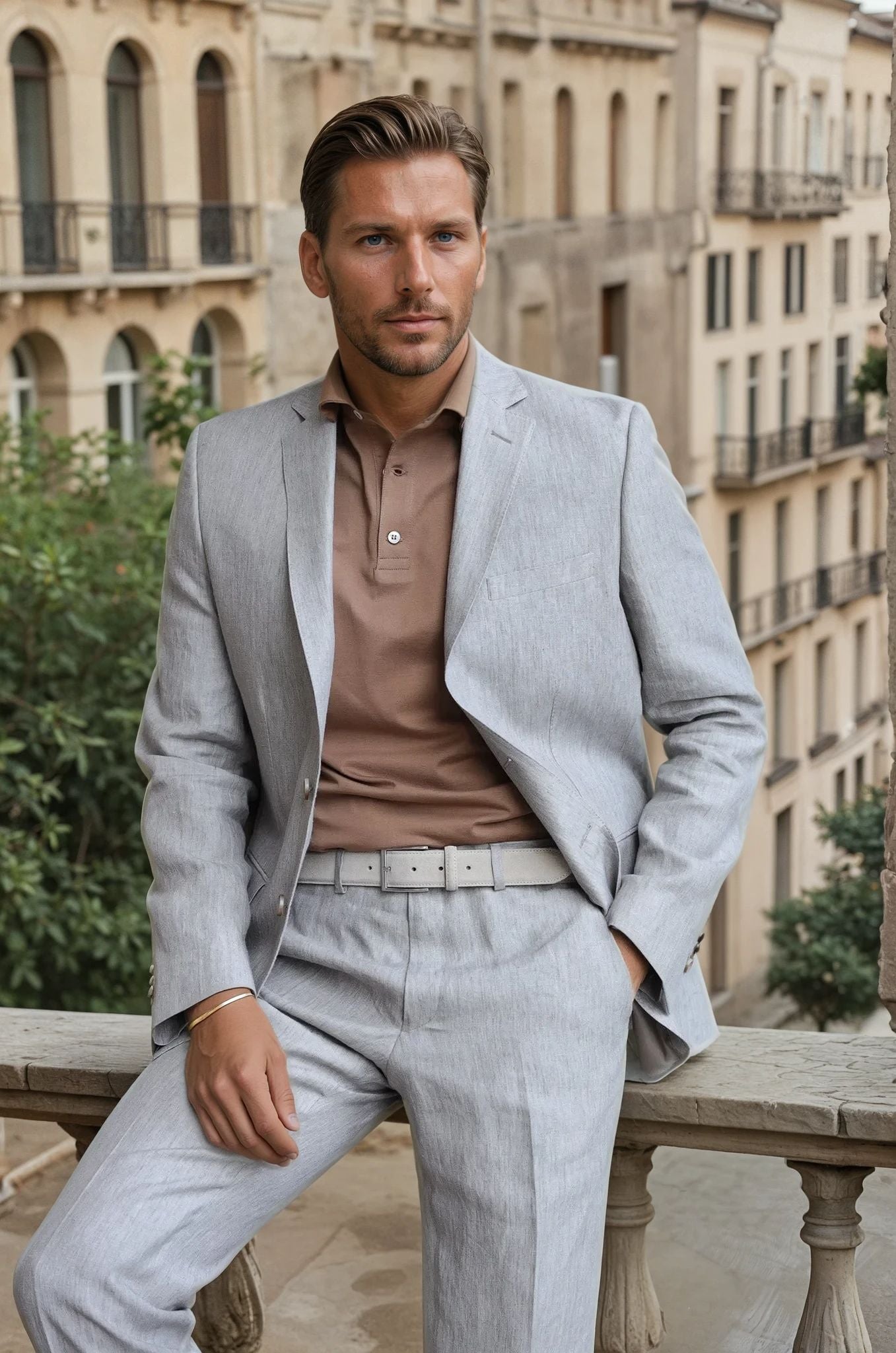 Veste Steven en lin - Greige-VESTE BLAZER HOMME-Curling-Paris