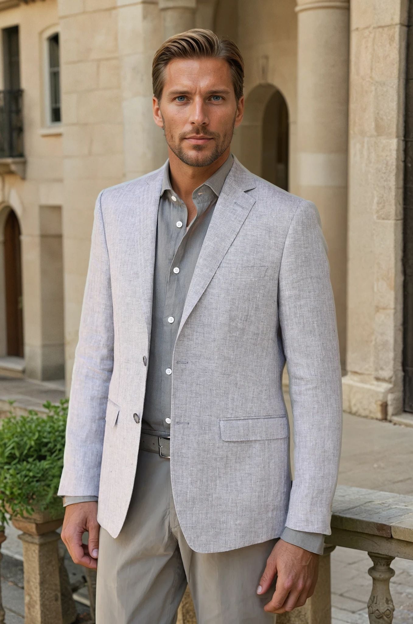 Veste Steven en lin - Gris clair-VESTE BLAZER HOMME-Curling-Paris