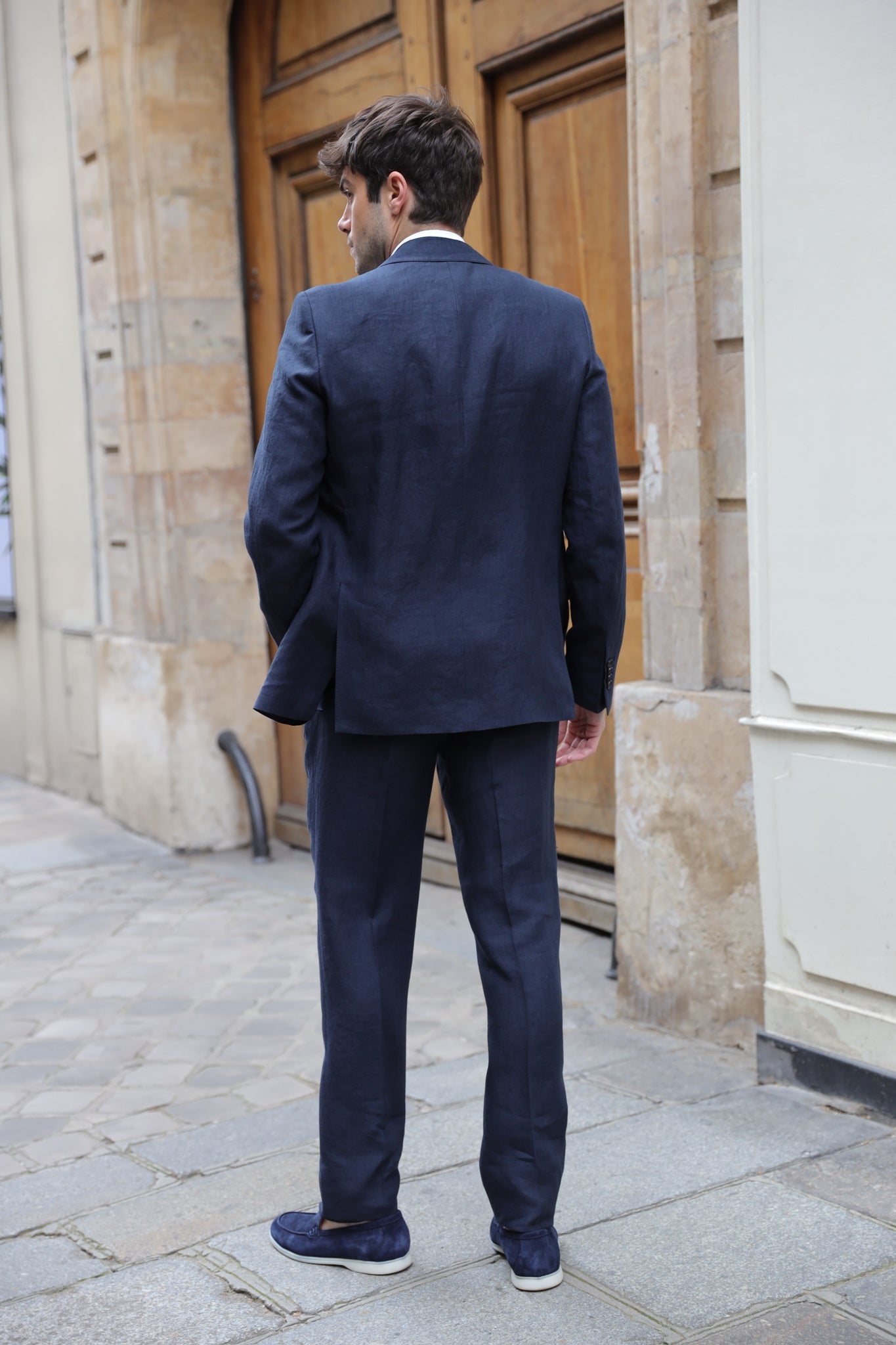 Veste Steven en lin - Marine-VESTE BLAZER HOMME-Curling-Paris