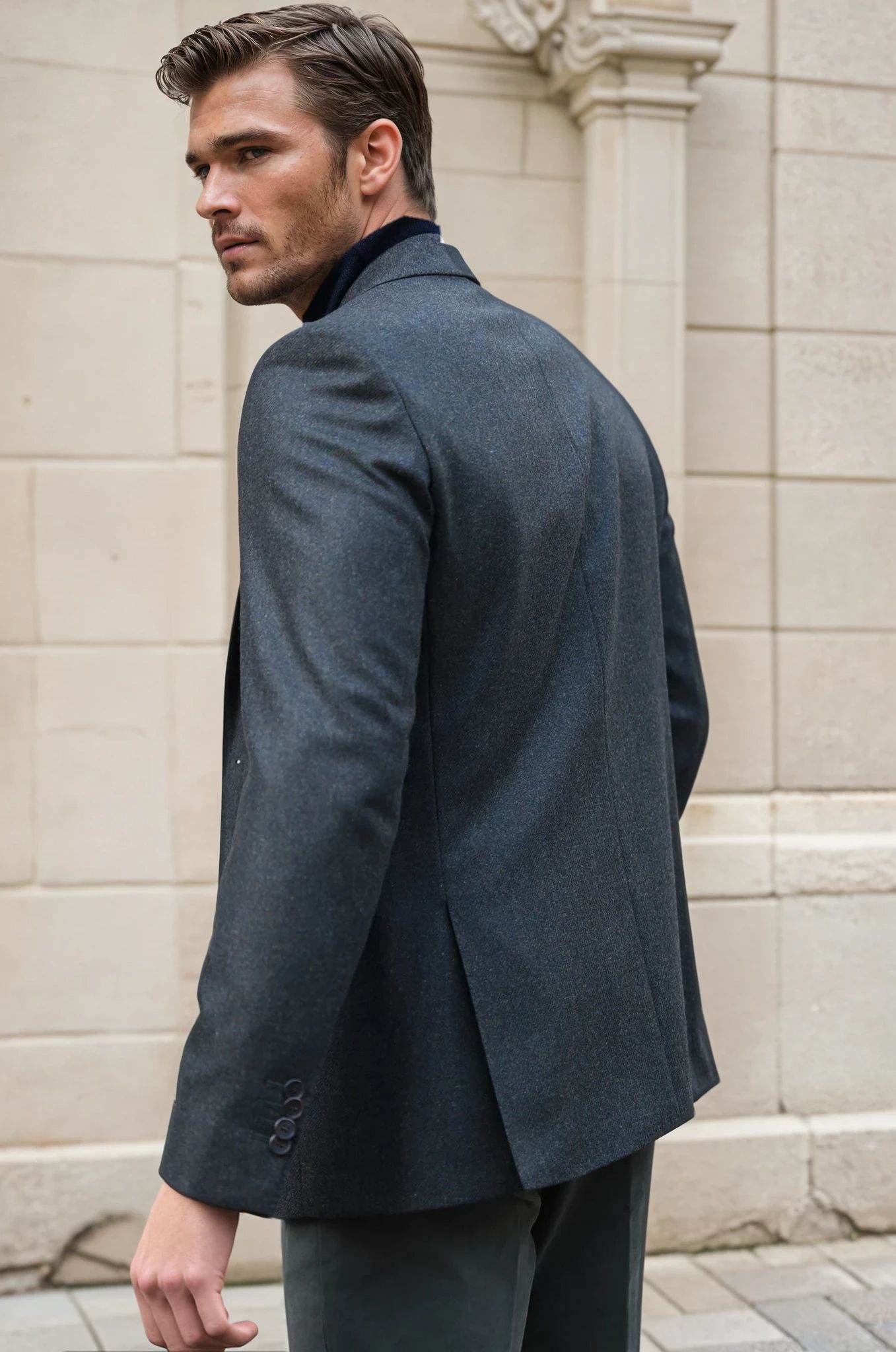 Veste Steven pure laine en tweed - Kaki-VESTE BLAZER HOMME-Curling-Paris