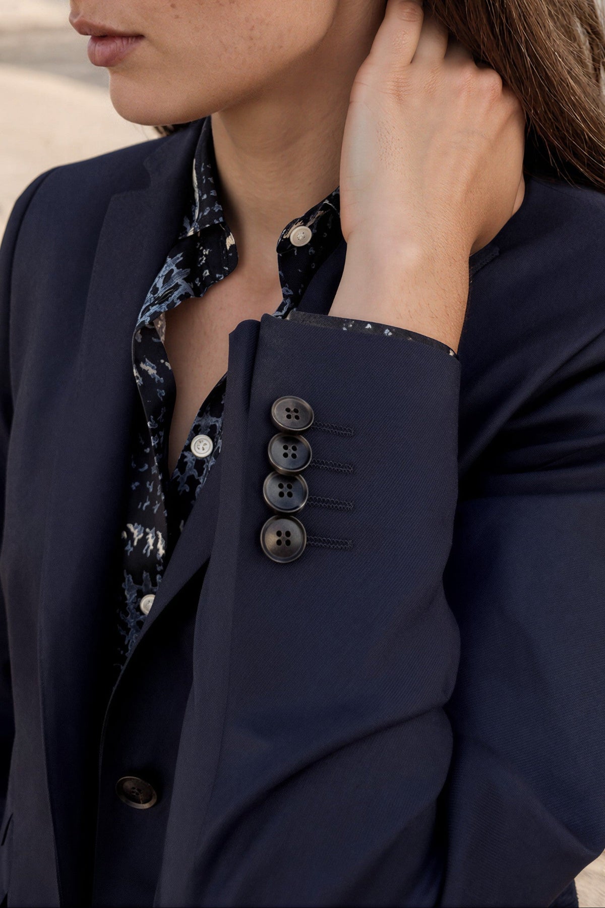 Veste Vesnove en flanelle de laine vierge - Marine-VESTE BLAZER FEMME-Curling-Paris