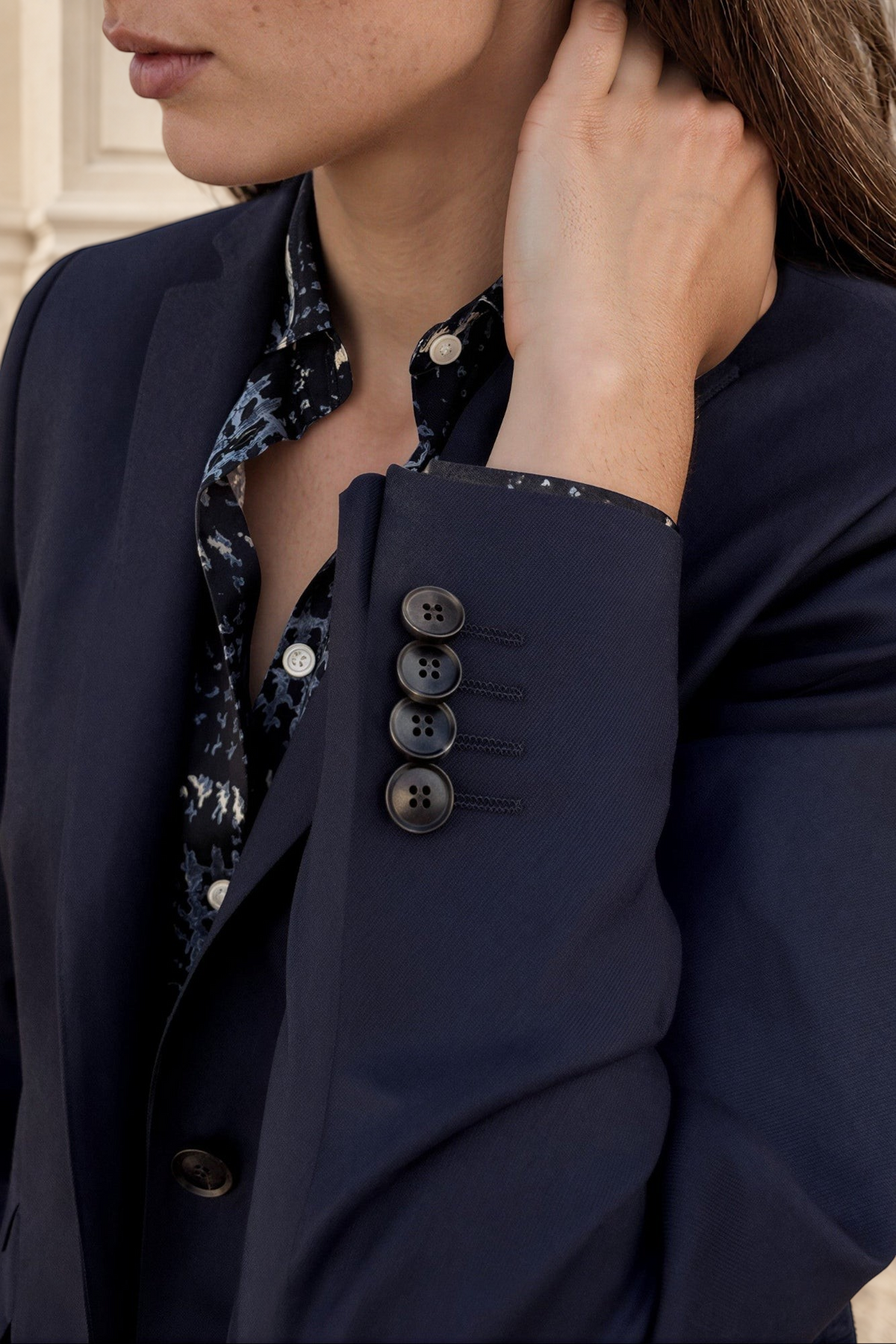 Veste Vesnove en flanelle de laine vierge - Marine-VESTE BLAZER FEMME-Curling-Paris
