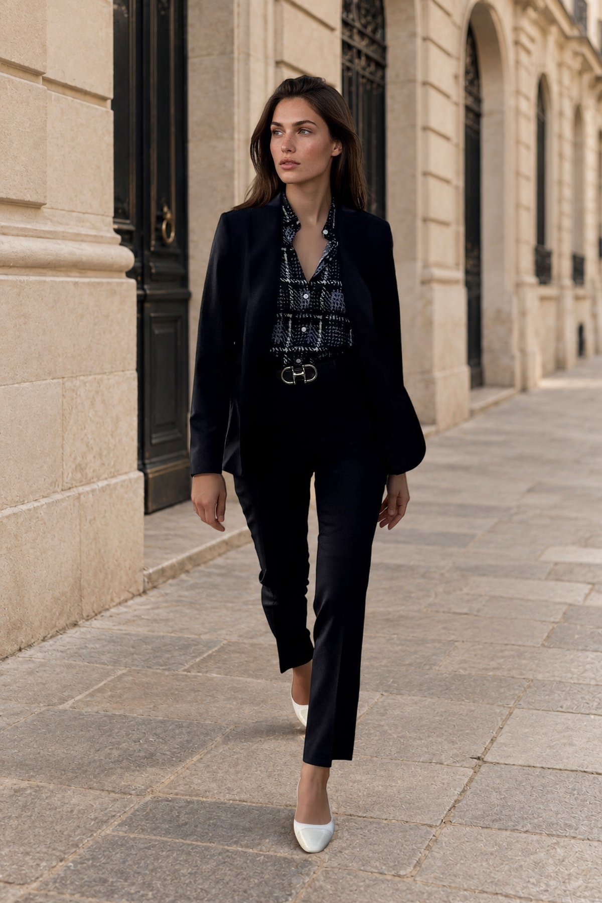 Veste Vesnove en flanelle de laine vierge - Marine-VESTE BLAZER FEMME-Curling-Paris