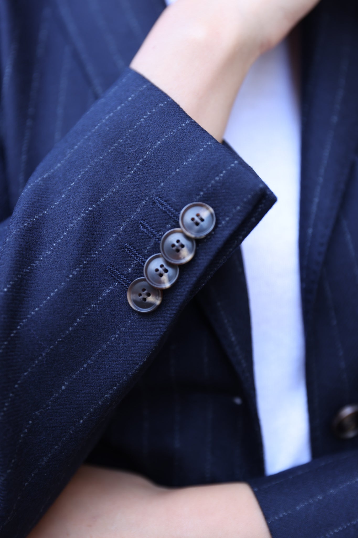 Veste Vesnove en flanelle pure laine - Rayure tennis marine-VESTE BLAZER FEMME-Curling-Paris