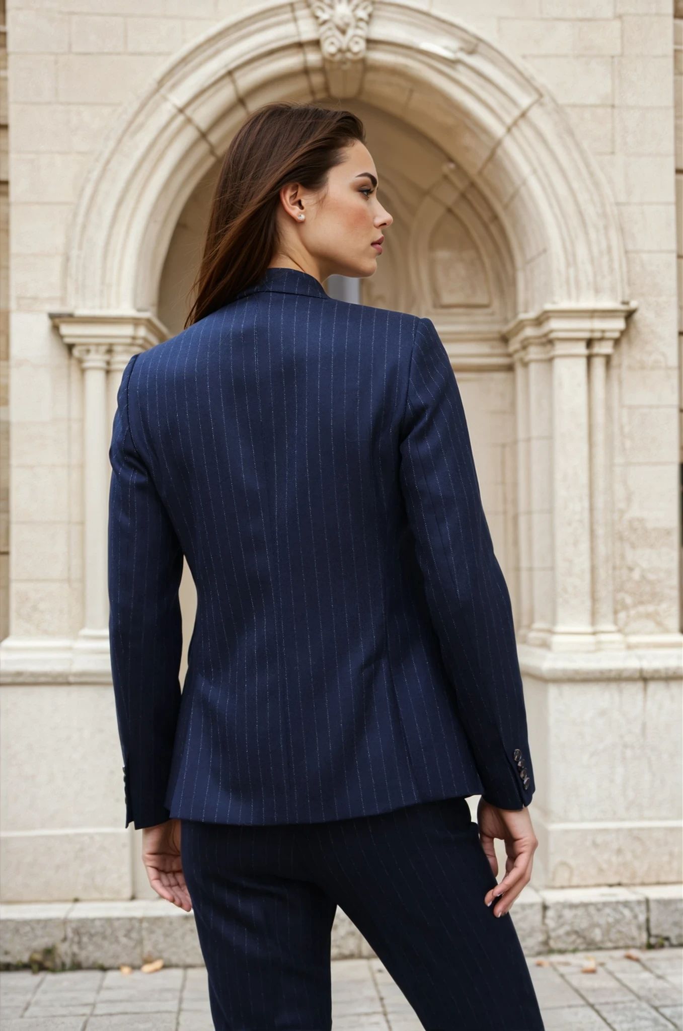 Veste Vesnove en flanelle pure laine - Rayure tennis marine-VESTE BLAZER FEMME-Curling-Paris