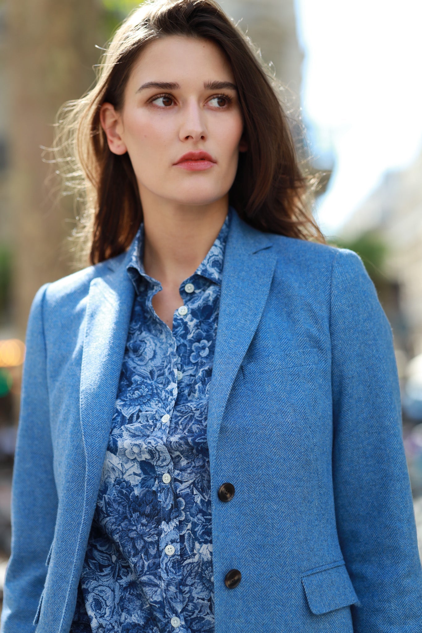 Veste Vesnove en laine - Chevron Ciel-VESTE BLAZER FEMME-Curling-Paris