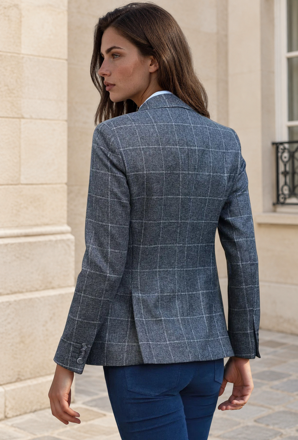 Veste Vesnove en laine vierge - Carreaux gris-VESTE BLAZER FEMME-Curling-Paris