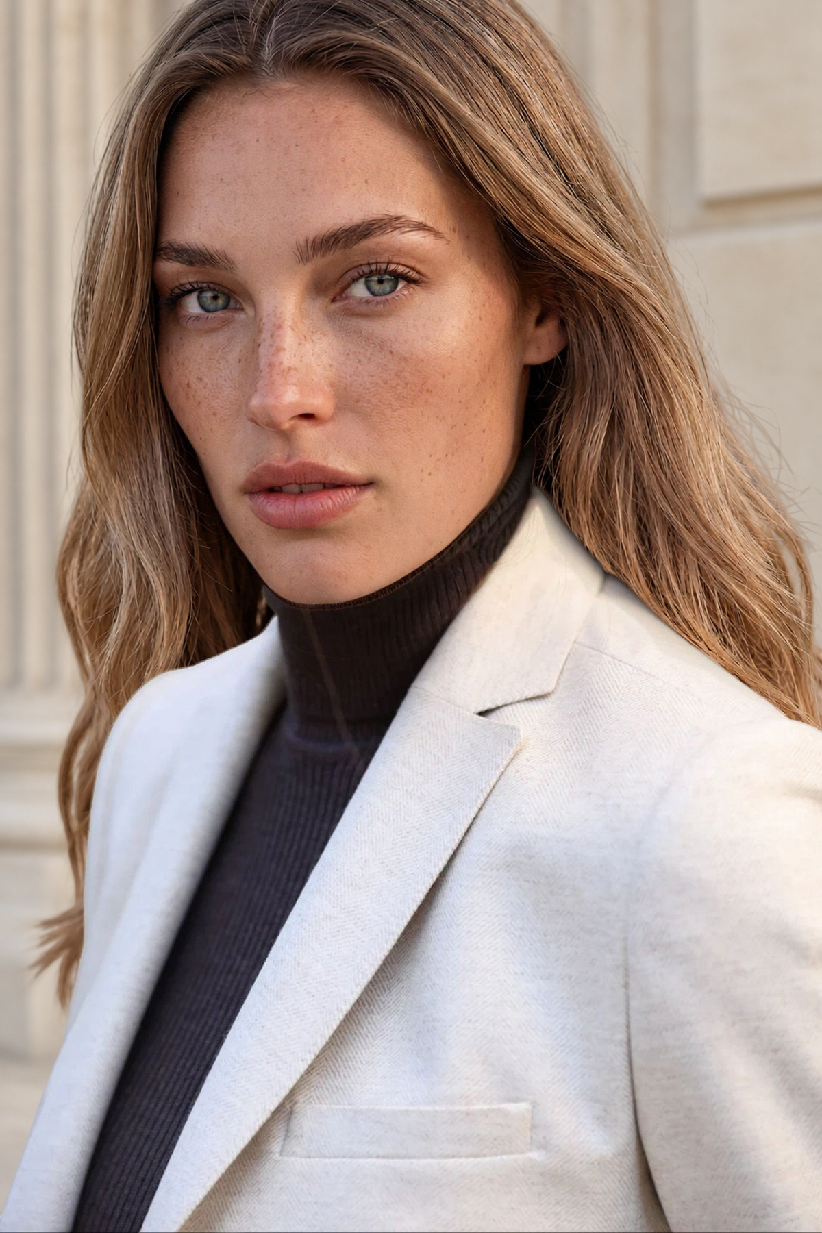 Veste Vesnove en laine vierge - Chevron écru-VESTE BLAZER FEMME-Curling-Paris