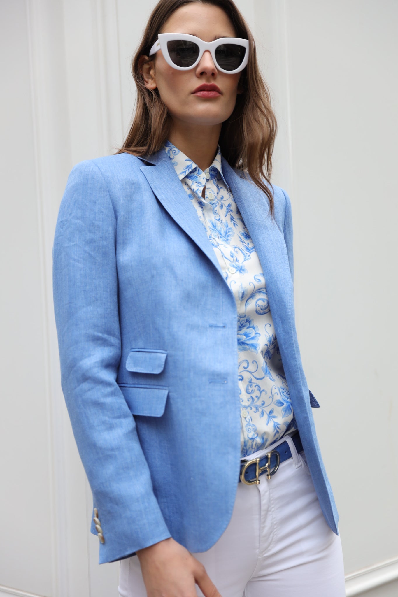 Veste Vesnove en lin - Azur-VESTE BLAZER FEMME-Curling-Paris