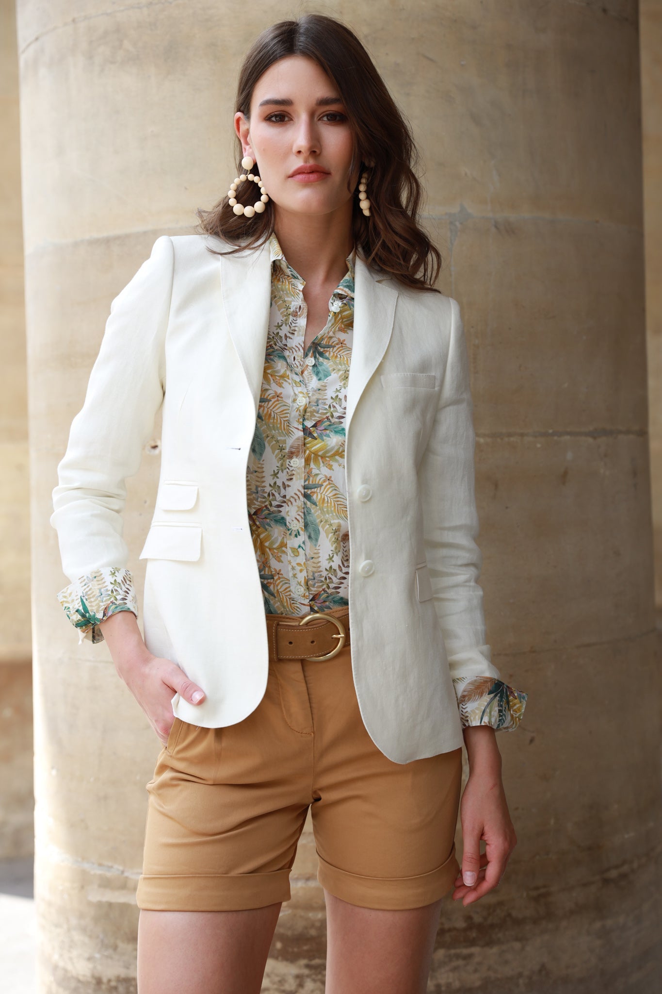 Veste Vesnove en lin - Chevron Blanc-VESTE BLAZER FEMME-Curling-Paris