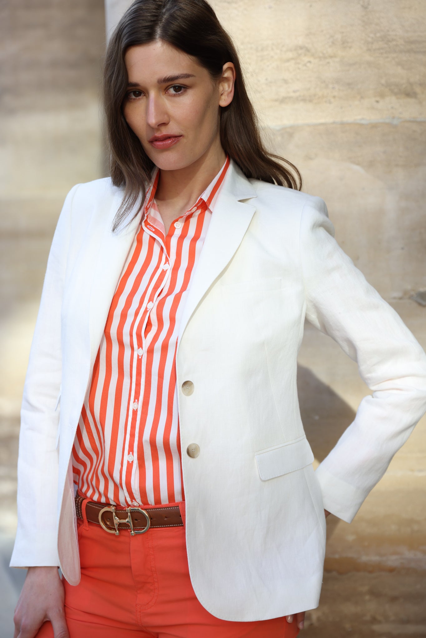Veste Vesnove en lin Di Sondrio - Blanc-VESTE BLAZER FEMME-Curling-Paris