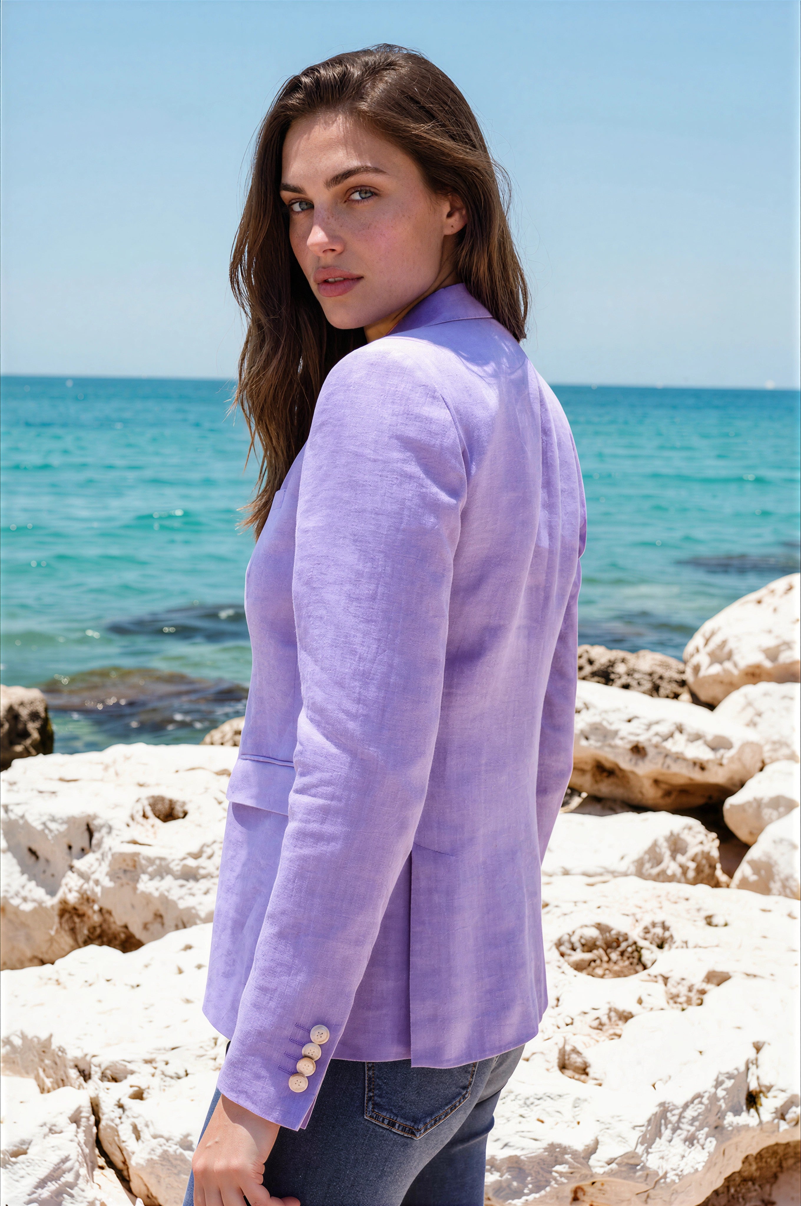 Veste Vesnove en lin - Parme-VESTE BLAZER FEMME-Curling-Paris