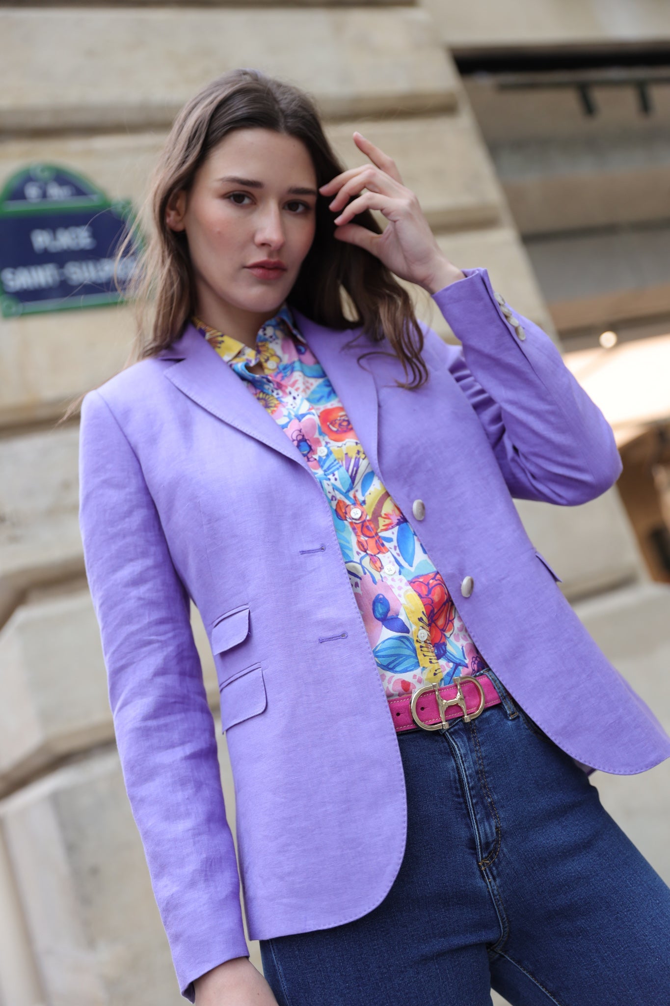 Veste Vesnove en lin - Parme-VESTE BLAZER FEMME-Curling-Paris