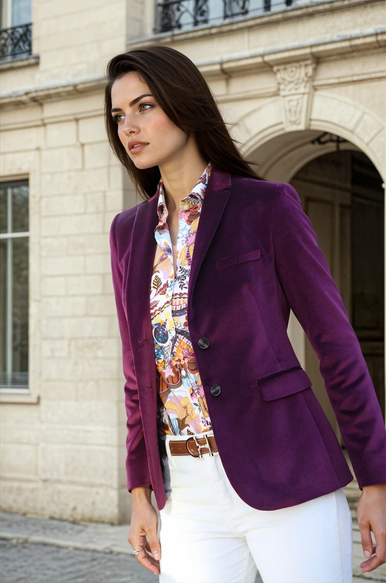 Veste Vesnove en velours palatine - Aubergine-VESTE BLAZER FEMME-Curling-Paris