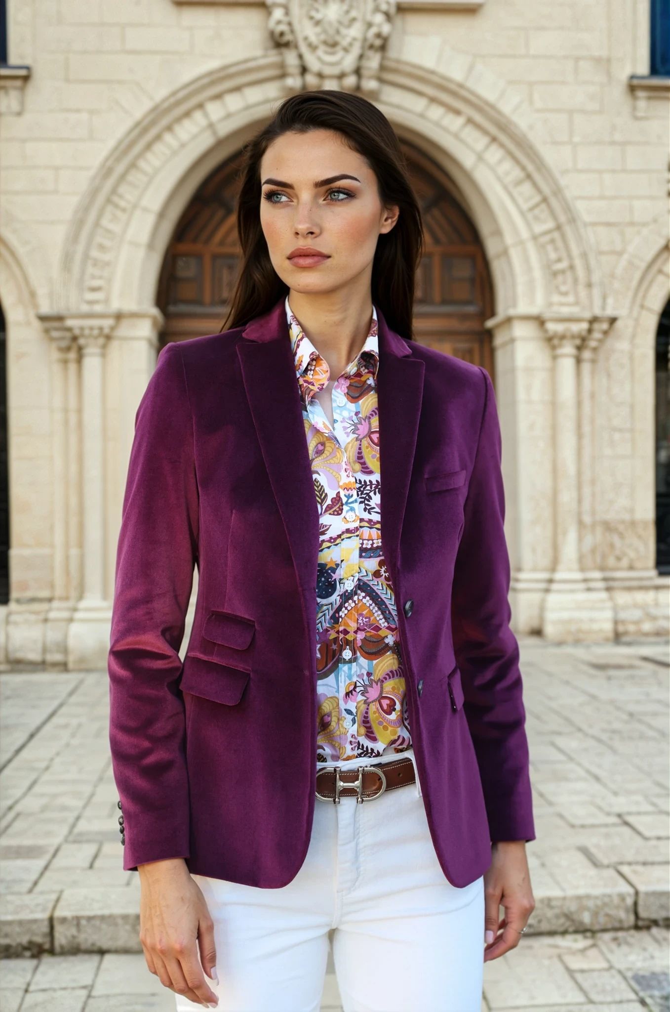 Veste Vesnove en velours palatine - Aubergine-VESTE BLAZER FEMME-Curling-Paris