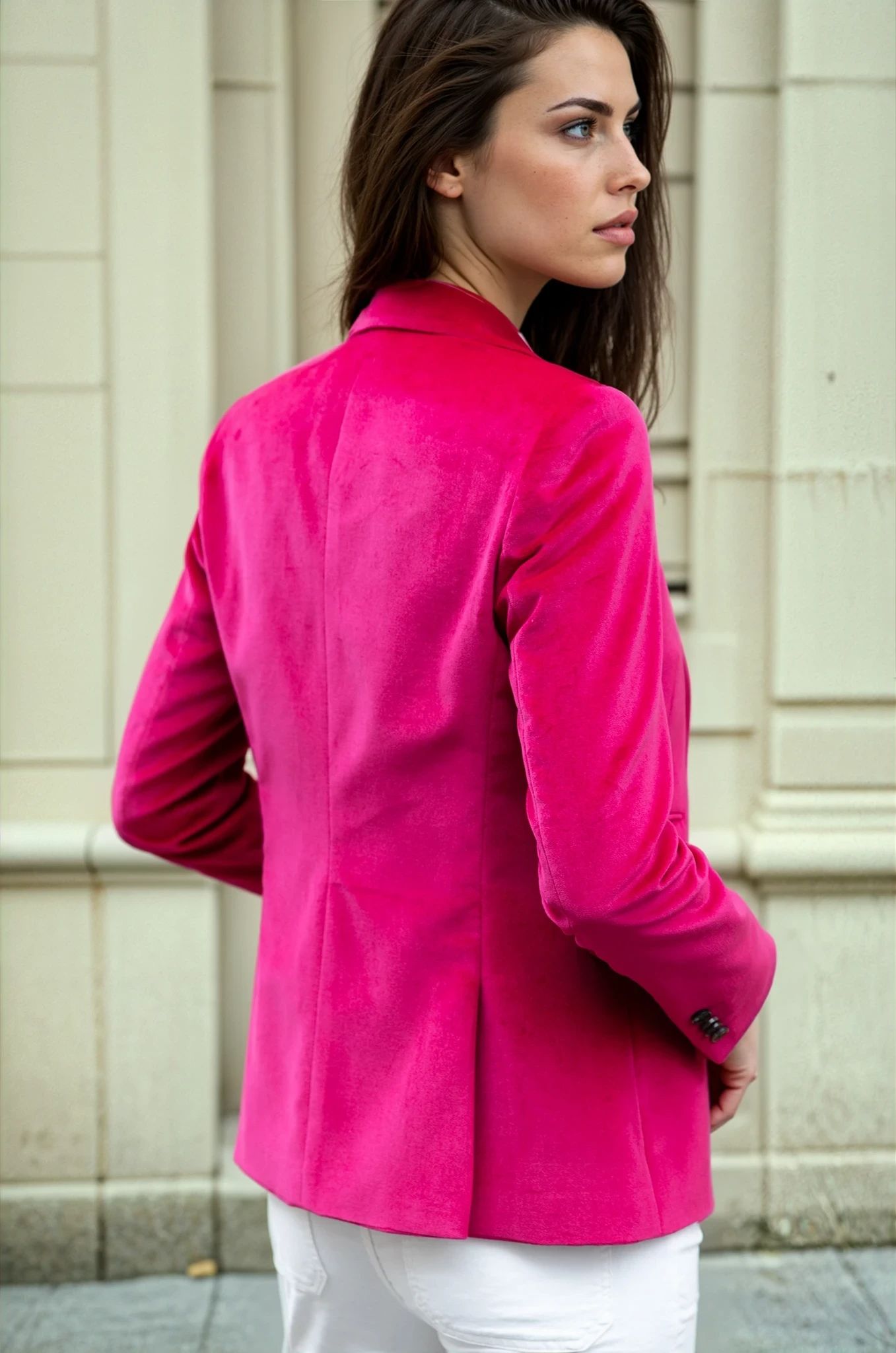 Veste Vesnove en velours palatine - Fuchsia-VESTE BLAZER FEMME-Curling-Paris