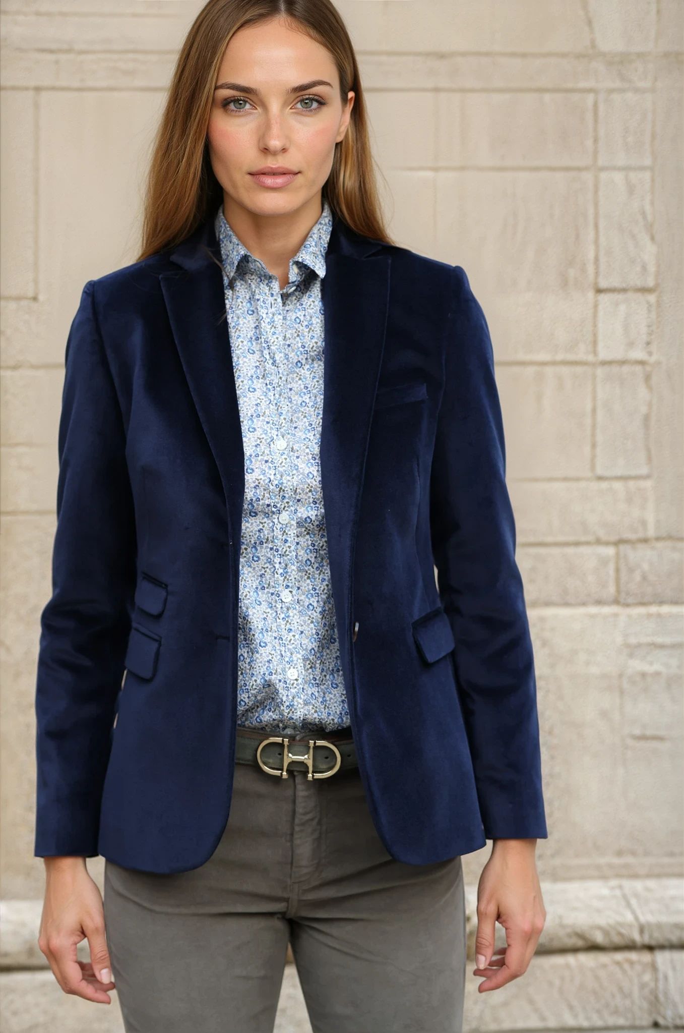 Veste Vesnove en velours platine - Marine-VESTE BLAZER FEMME-Curling-Paris