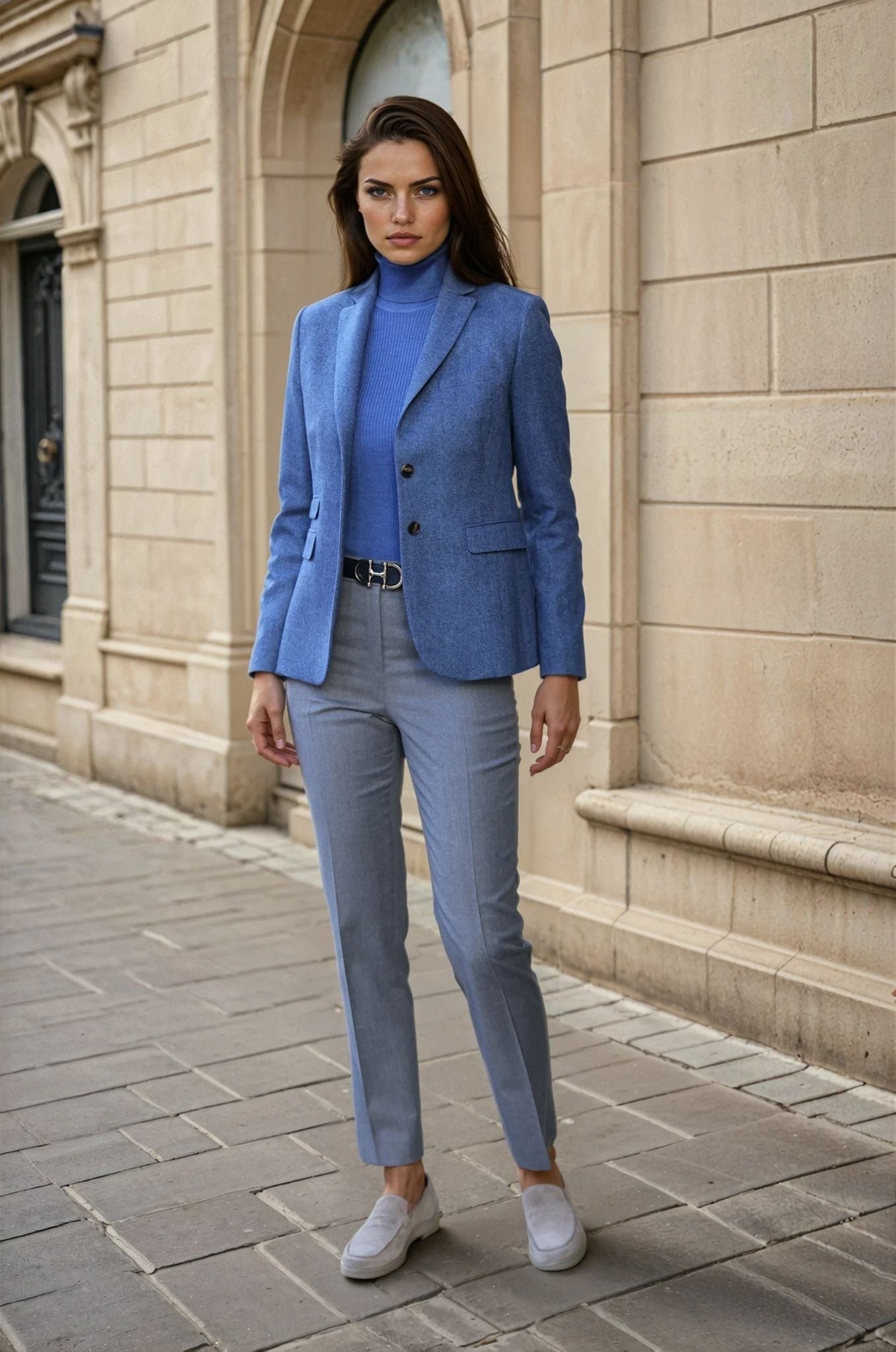 Veste Vesnove pure laine - Chevron bleu-VESTE BLAZER FEMME-Curling-Paris