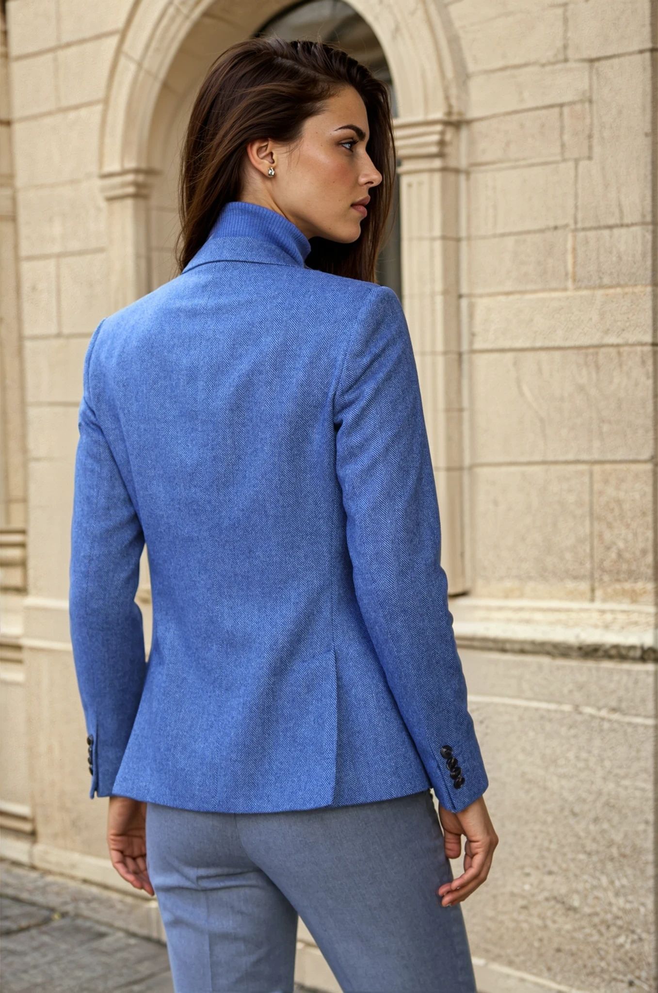 Veste Vesnove pure laine - Chevron bleu-VESTE BLAZER FEMME-Curling-Paris