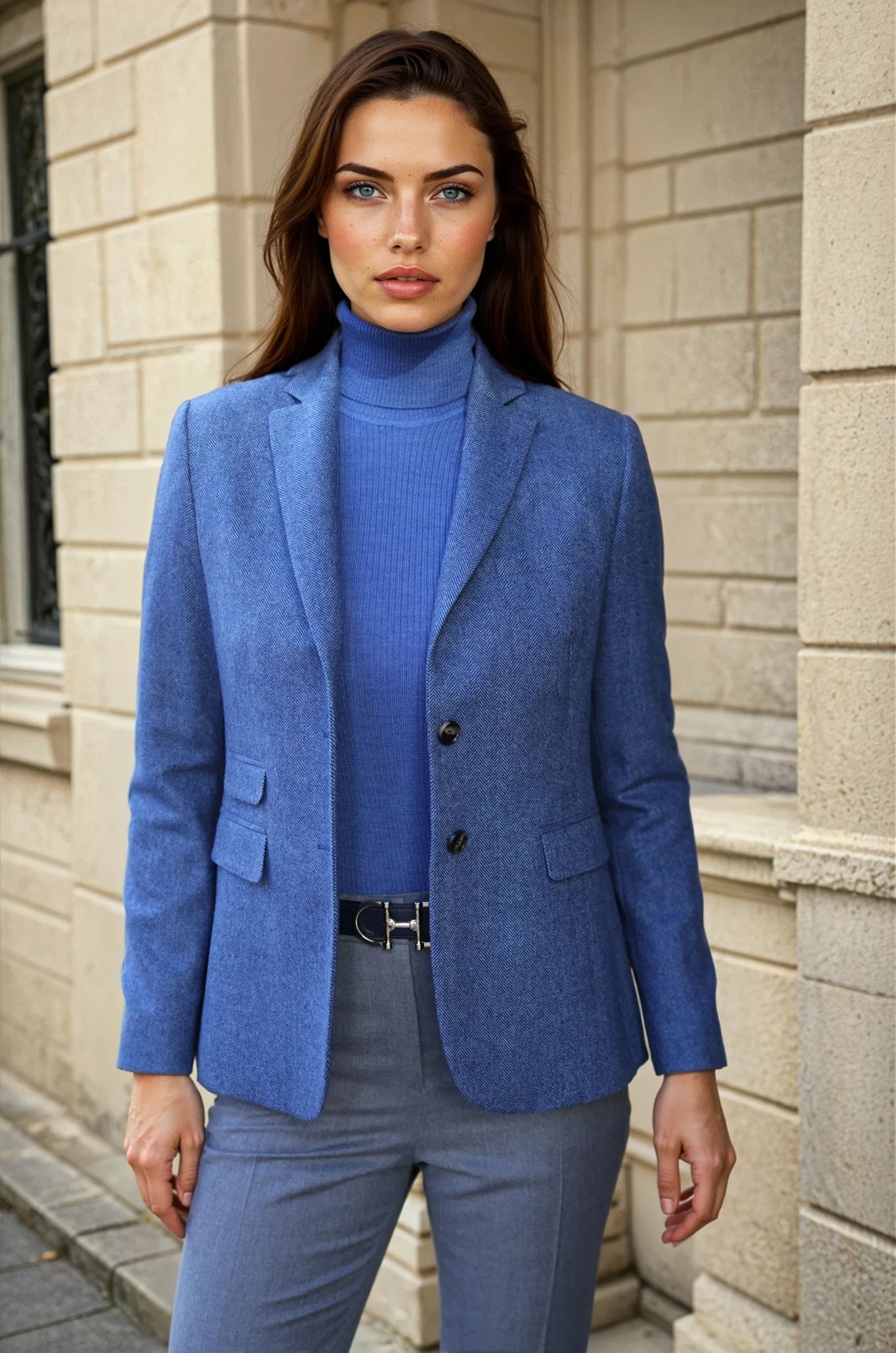 Veste Vesnove pure laine - Chevron bleu-VESTE BLAZER FEMME-Curling-Paris