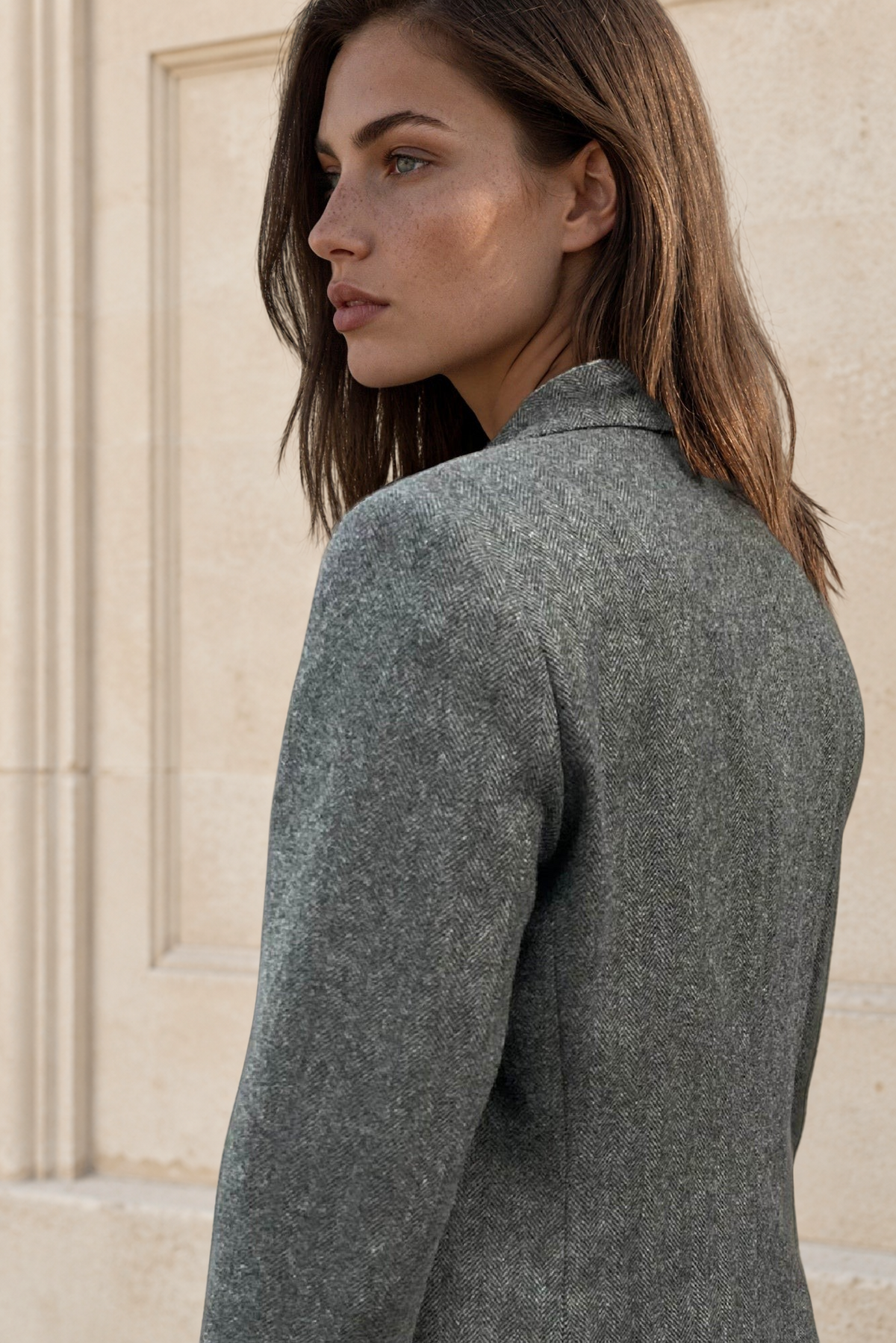 Veste Vesnove pure laine - Chevron kaki-VESTE BLAZER FEMME-Curling-Paris