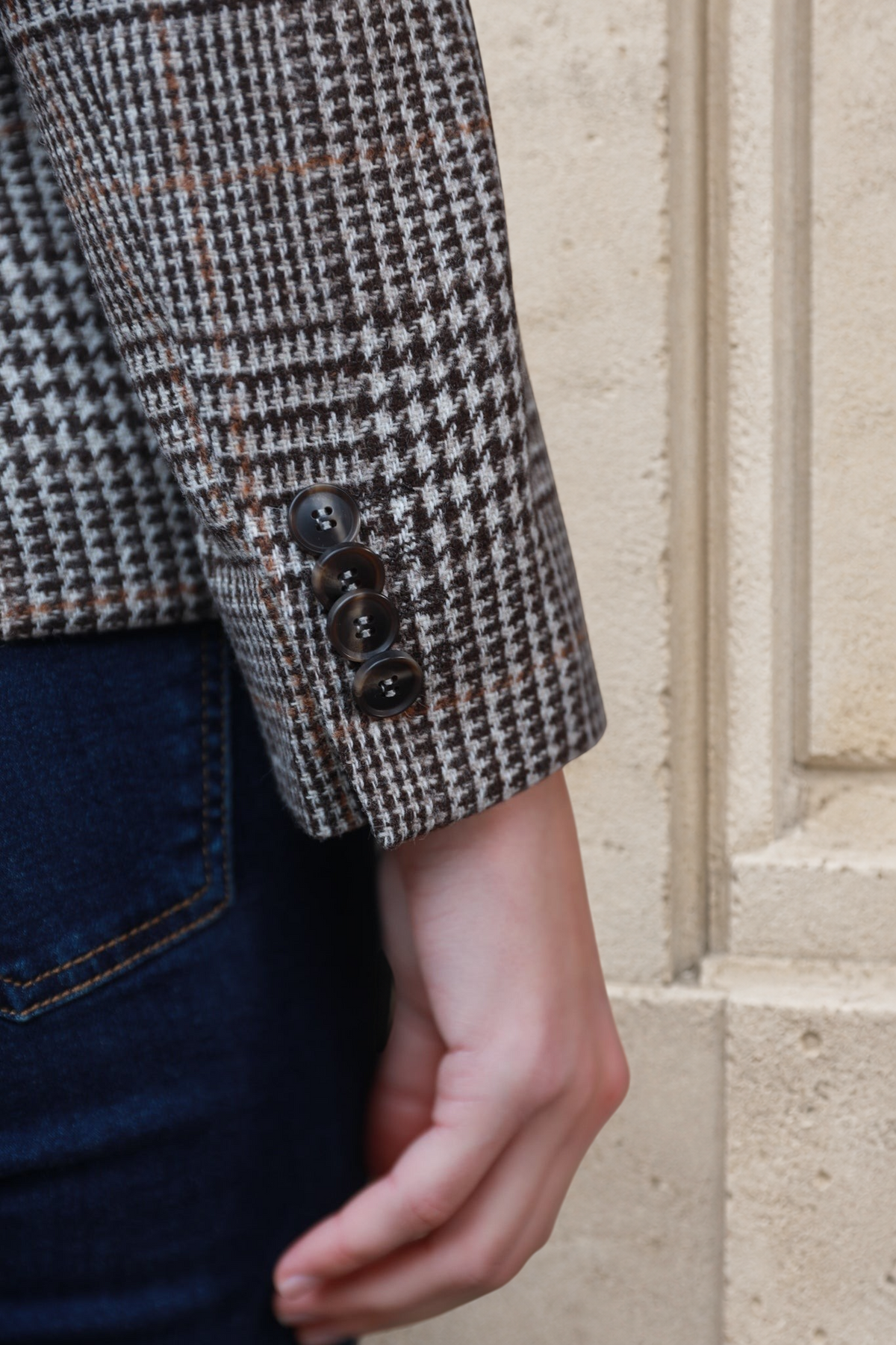 Veste Victoire en laine mérinos - Carreaux Marron-VESTE BLAZER FEMME-Curling-Paris