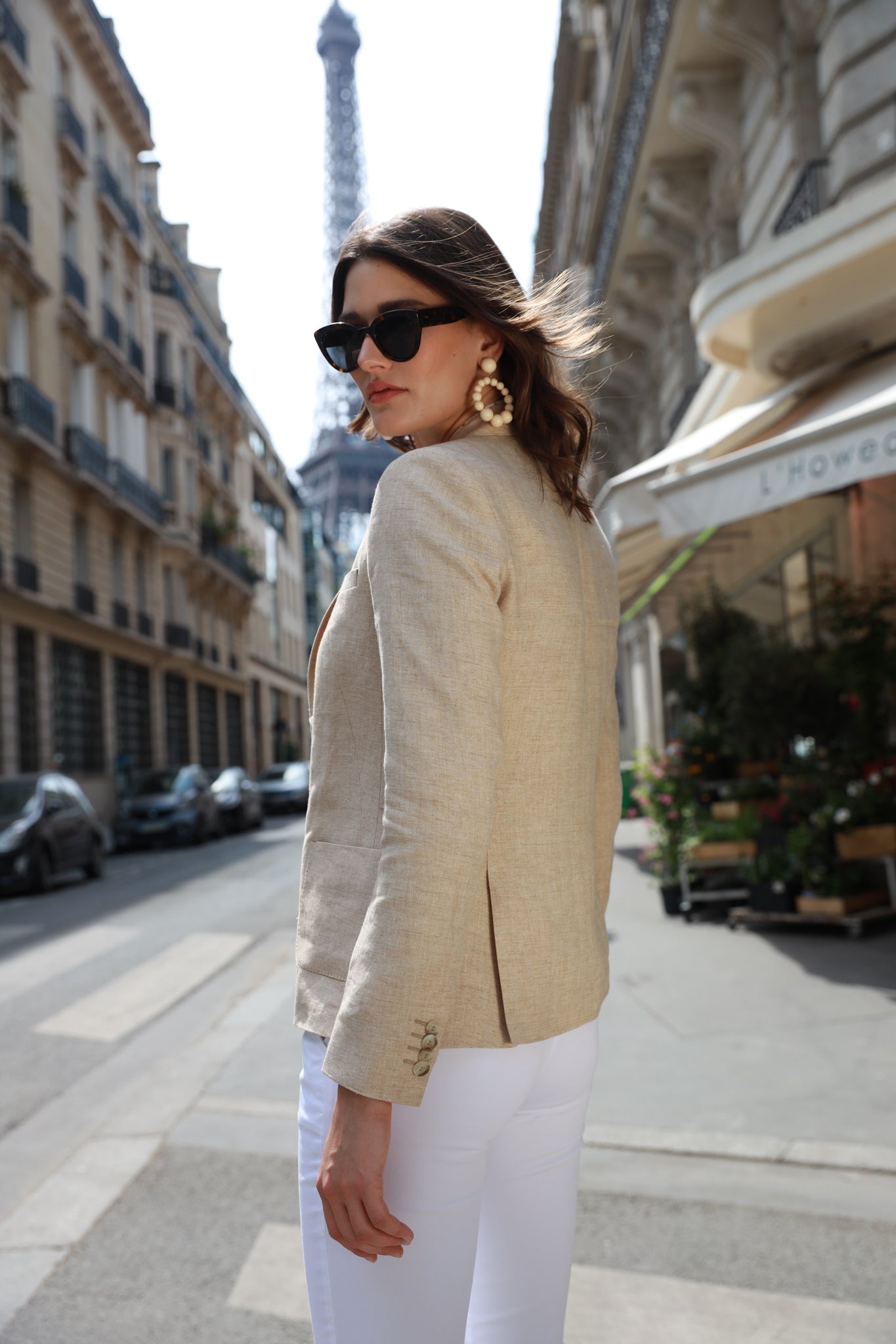 Veste Victoire en lin - Chevron Beige-VESTE BLAZER FEMME-Curling-Paris