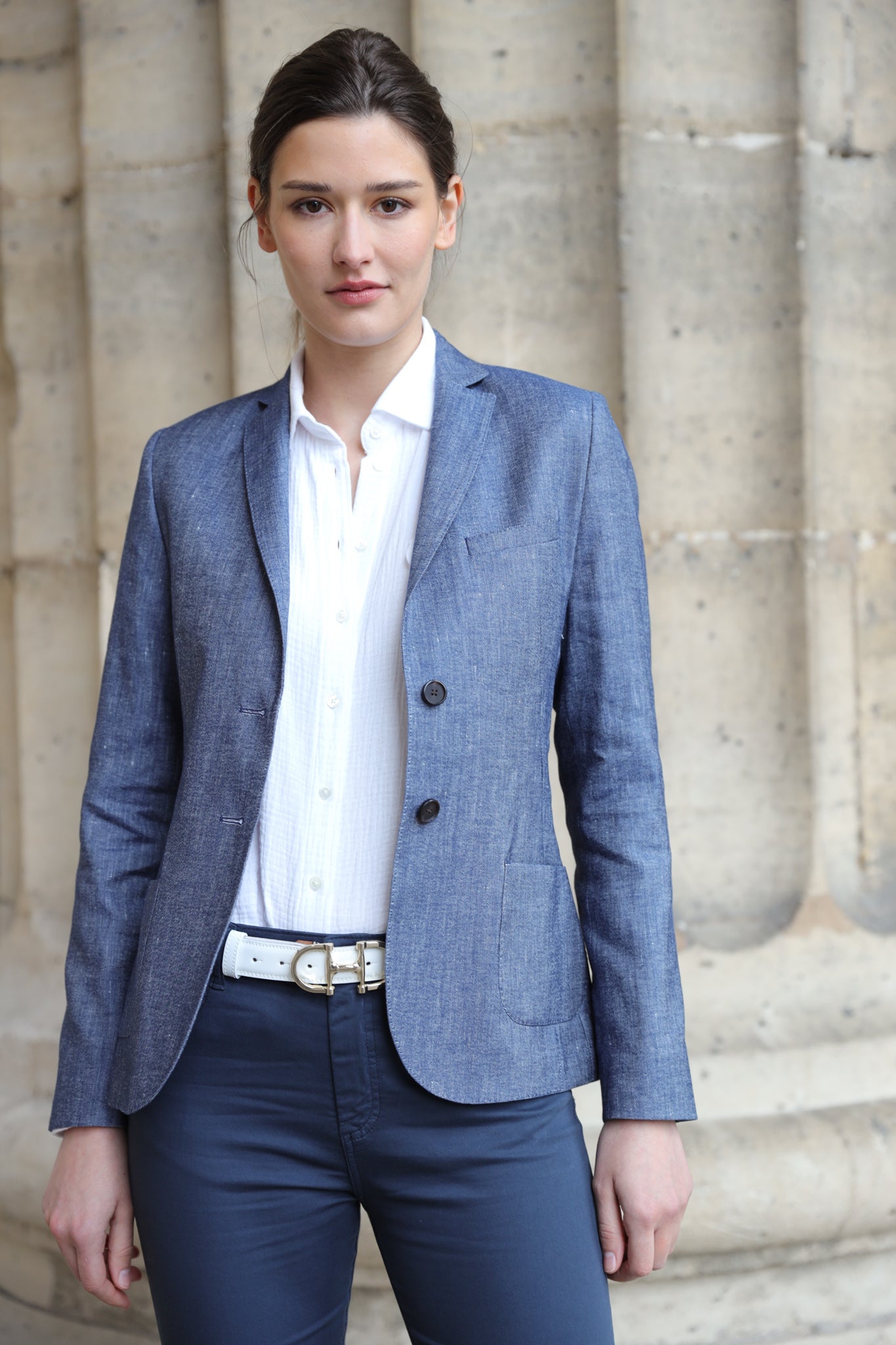 Veste Victoire en lin et coton - Jeans-VESTE BLAZER FEMME-Curling-Paris