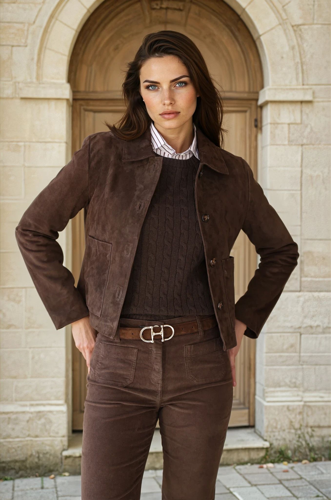 Veste Yona en chèvre velours - Marron-VESTE BLAZER FEMME-Curling-Paris