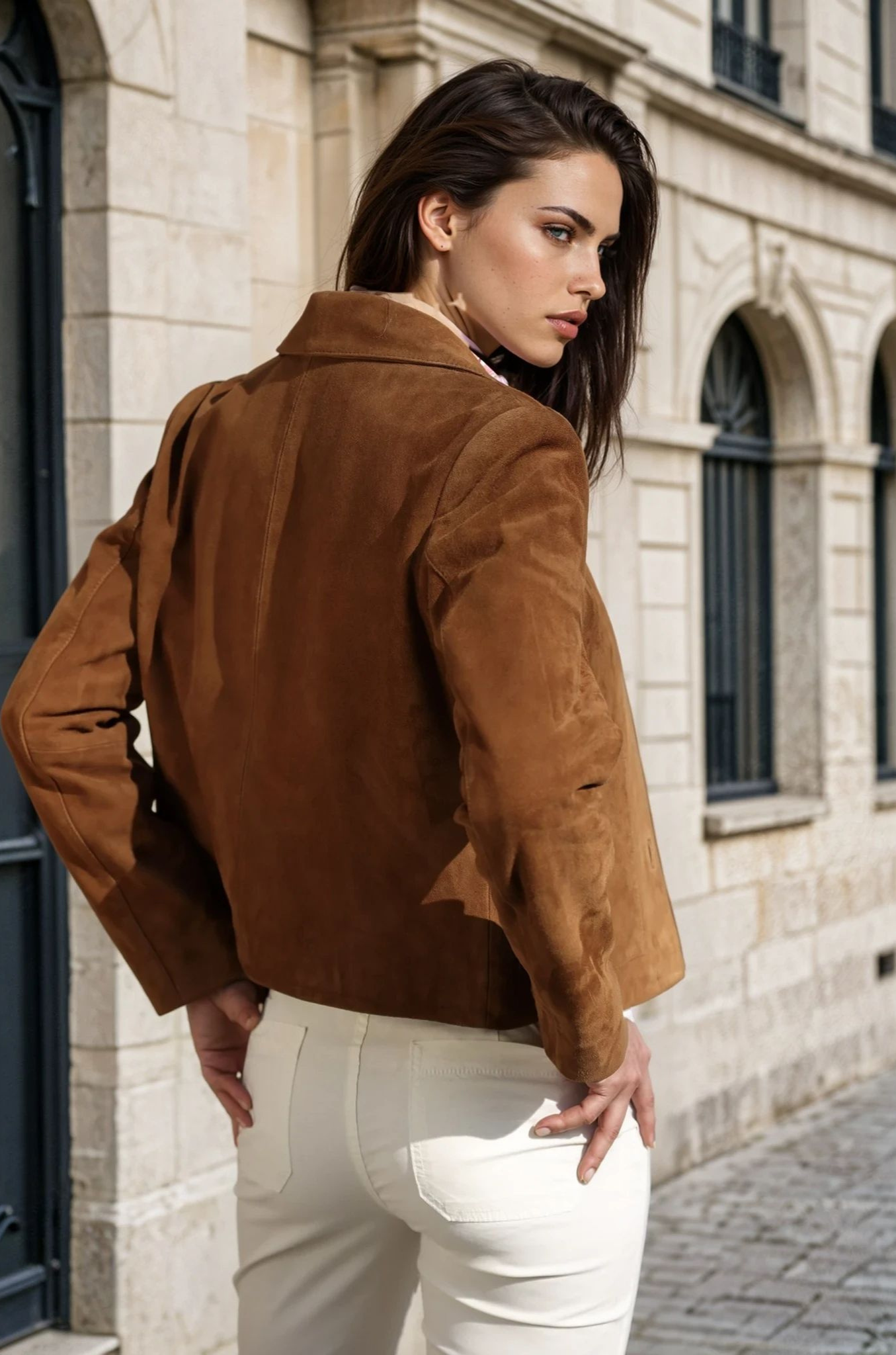 Veste Yona en chèvre velours - Vison-VESTE BLAZER FEMME-Curling-Paris
