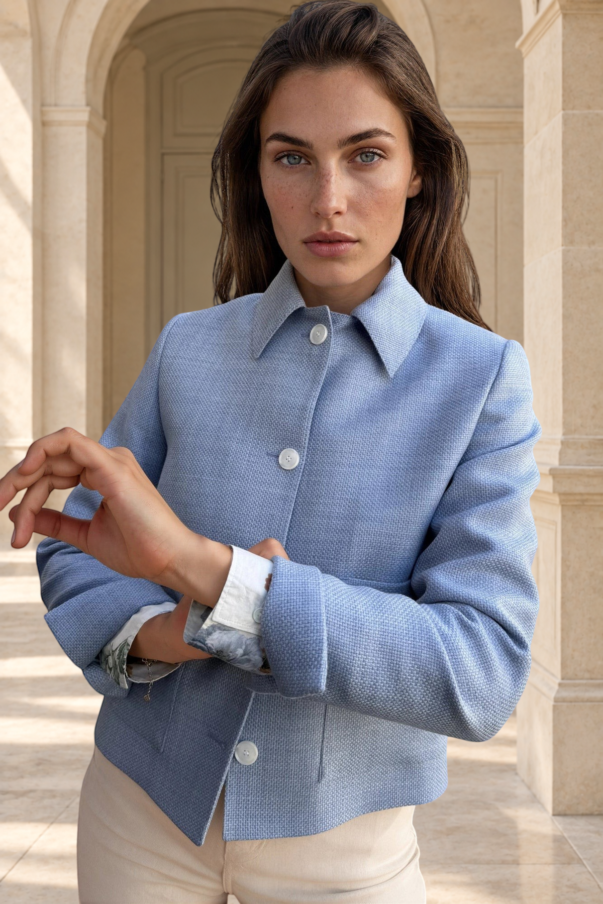 Veste Ysee en laine vierge nattée - Ciel-VESTE BLAZER FEMME-Curling-Paris