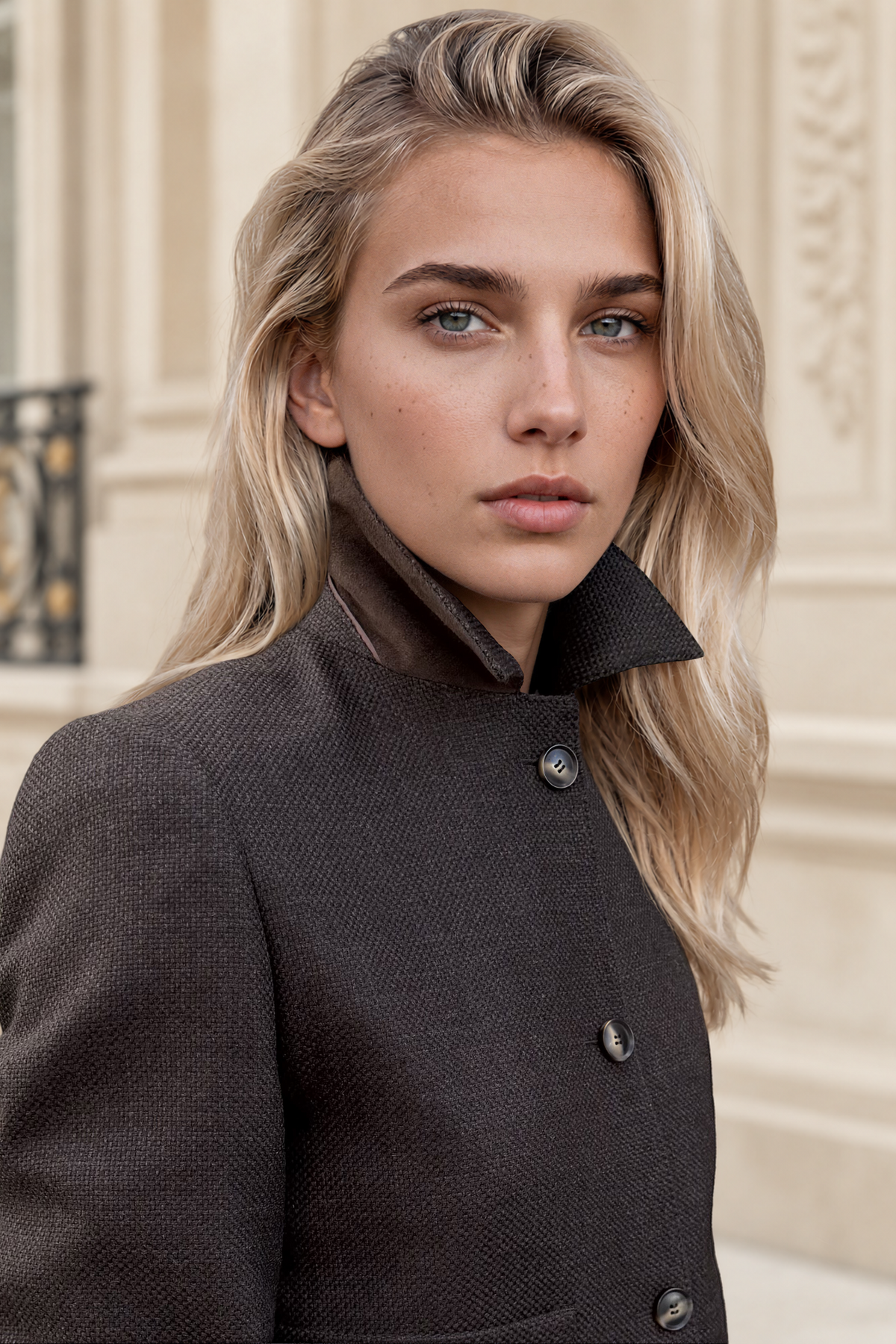 Veste Ysee en laine vierge nattée - Marron-VESTE BLAZER FEMME-Curling-Paris