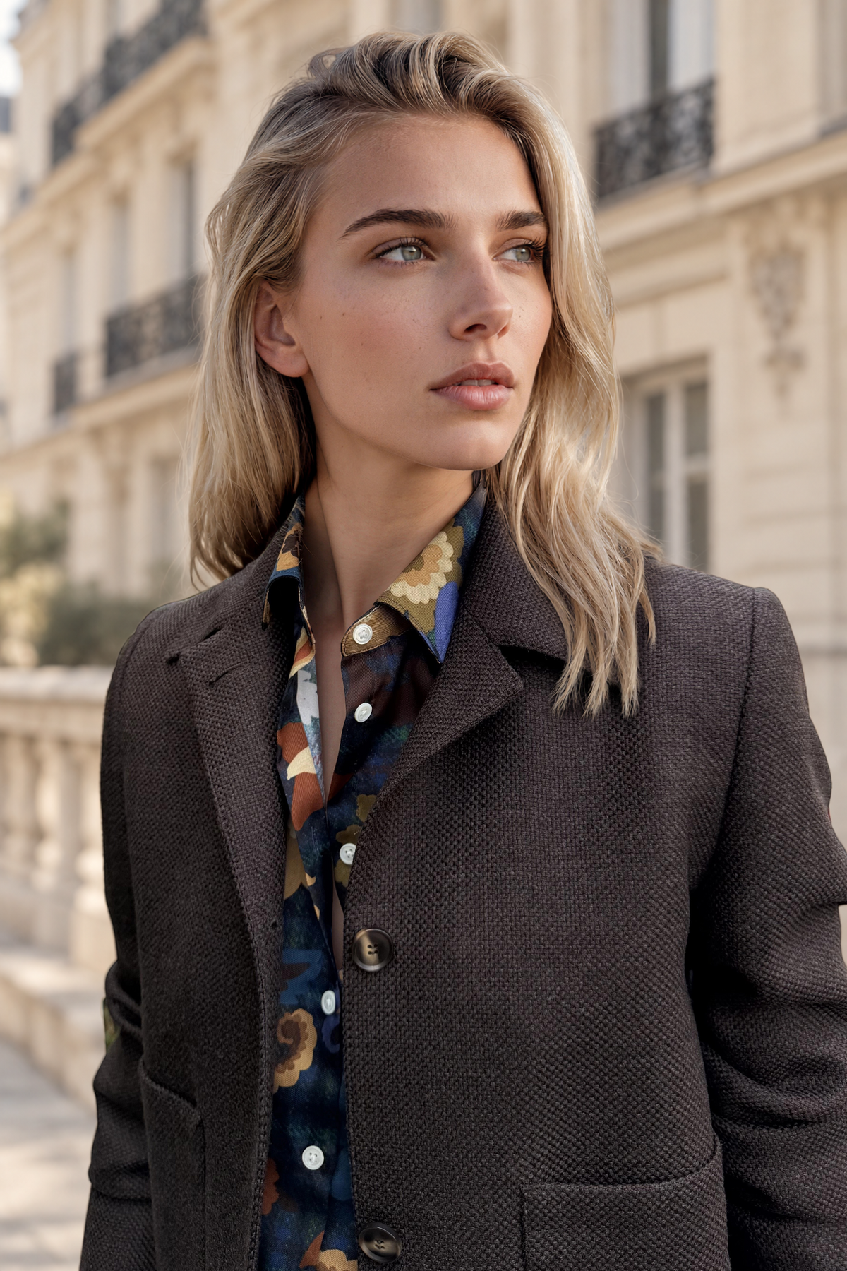 Veste Ysee en laine vierge nattée - Marron-VESTE BLAZER FEMME-Curling-Paris