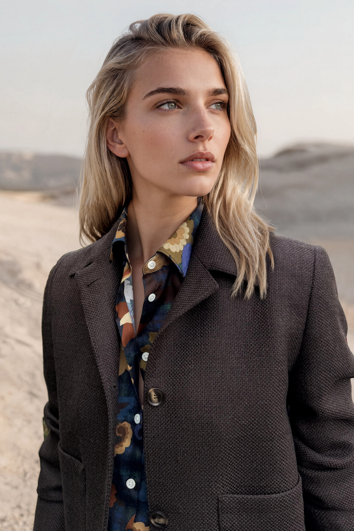 Veste Ysee en laine vierge nattée - Marron-VESTE BLAZER FEMME-Curling-Paris
