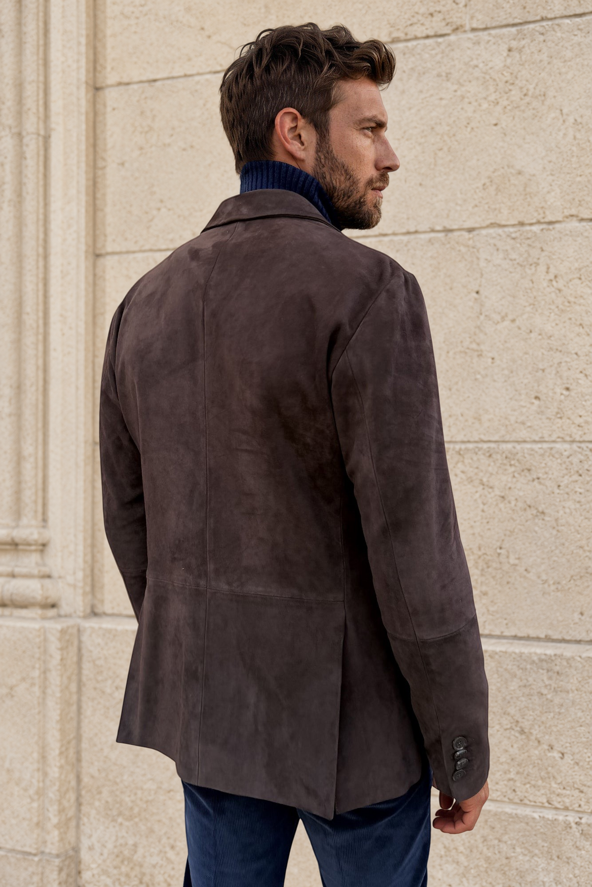 Veste blazer Giacomo en chèvre velours – Marron-VESTE-Curling-Paris