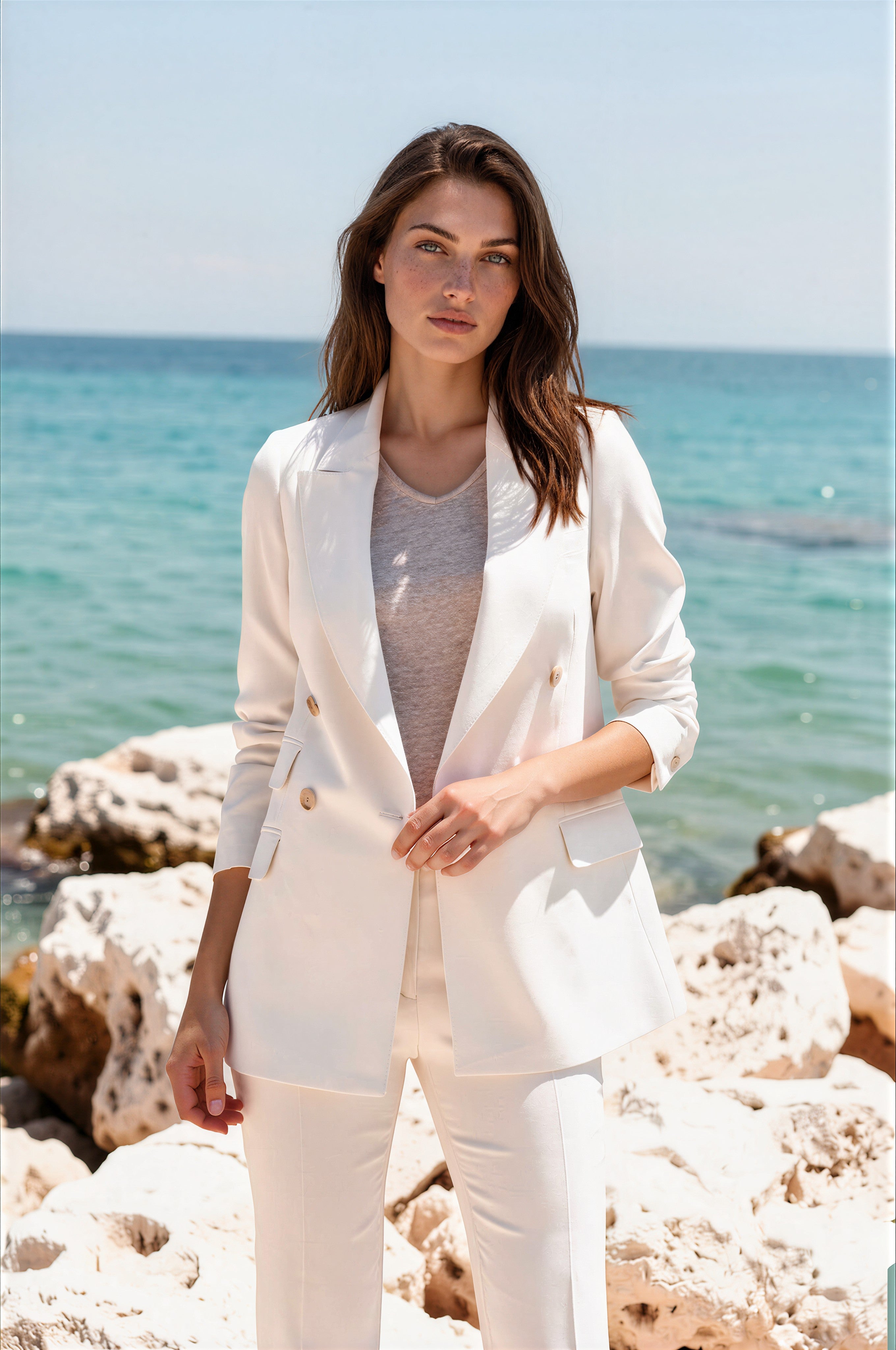 Veste croisée Romy - Ecru-VESTE BLAZER FEMME-Curling-Paris