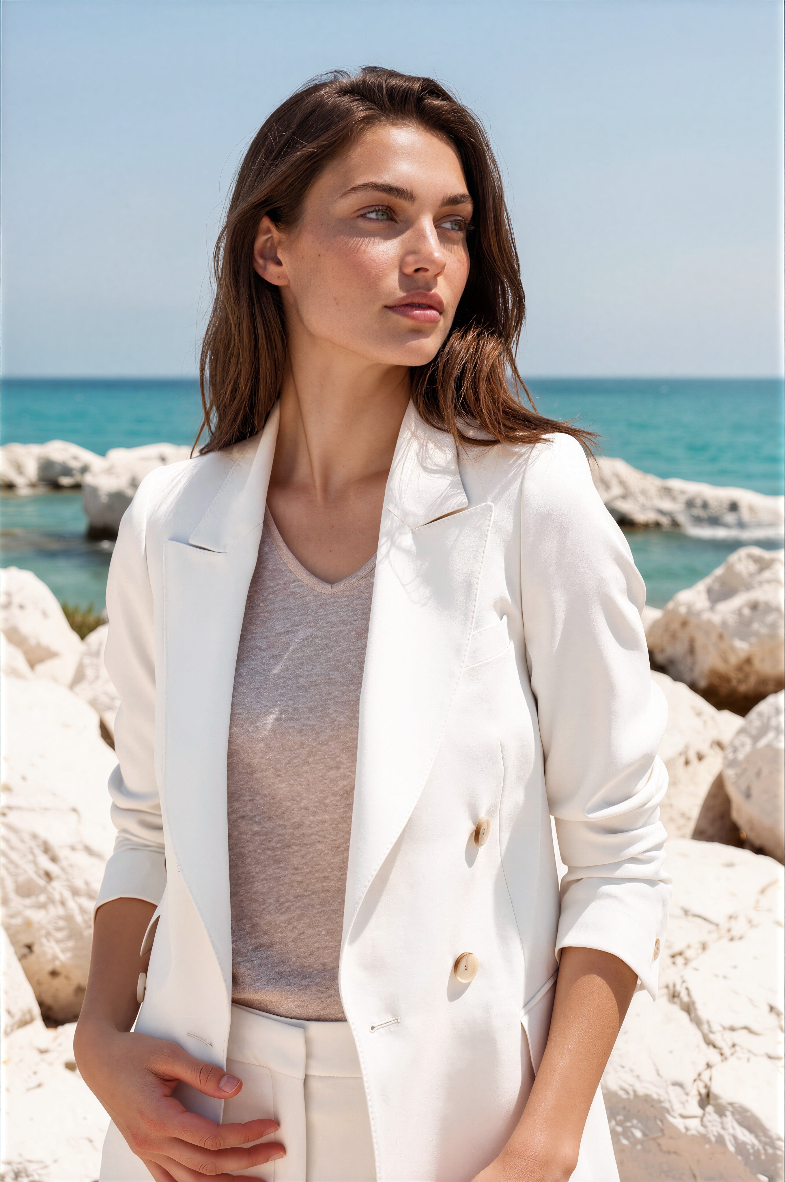 Veste croisée Romy - Ecru-VESTE BLAZER FEMME-Curling-Paris