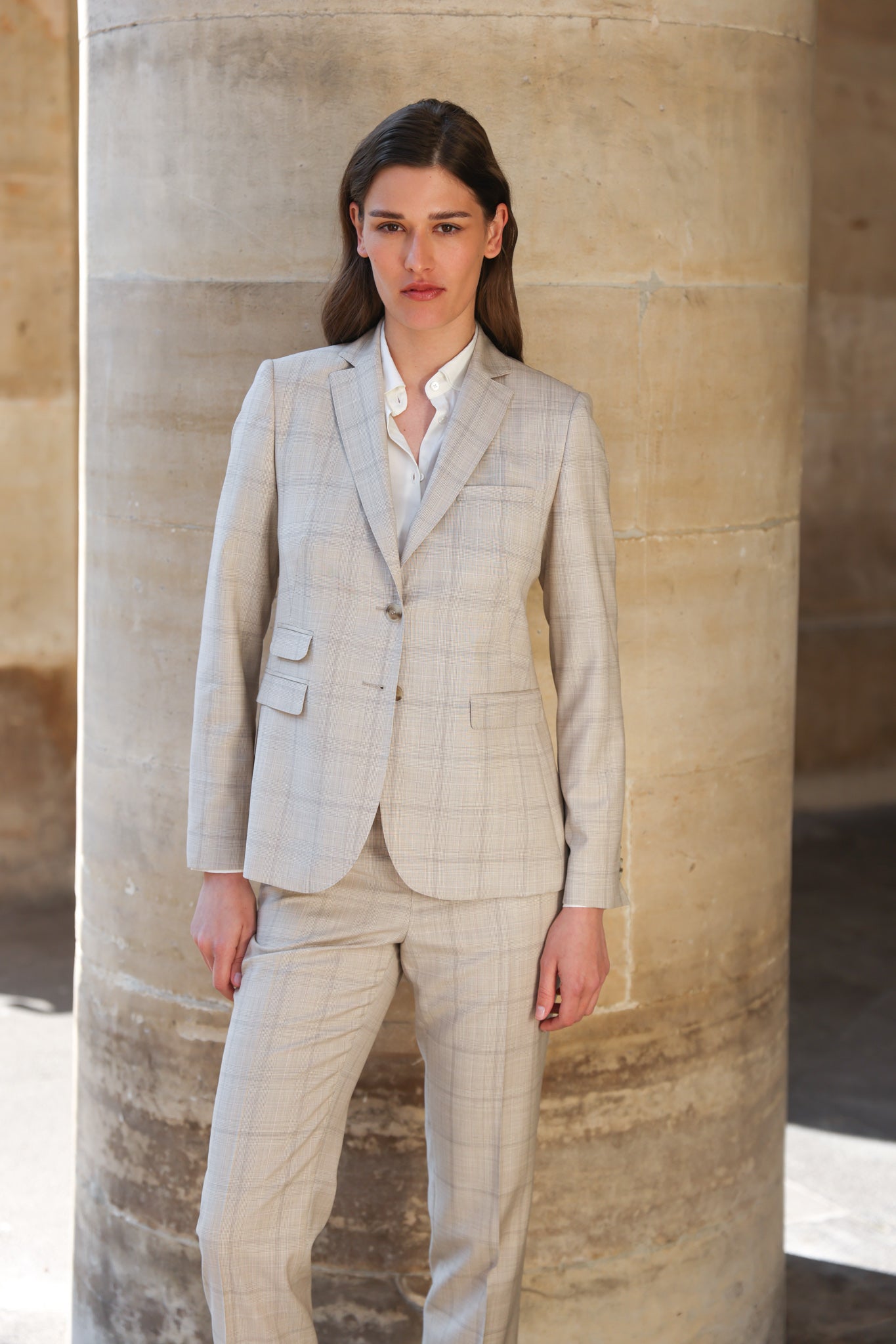 Veste de tailleur Vesnove - Prince de galles beige-VESTE BLAZER FEMME-Curling-Paris