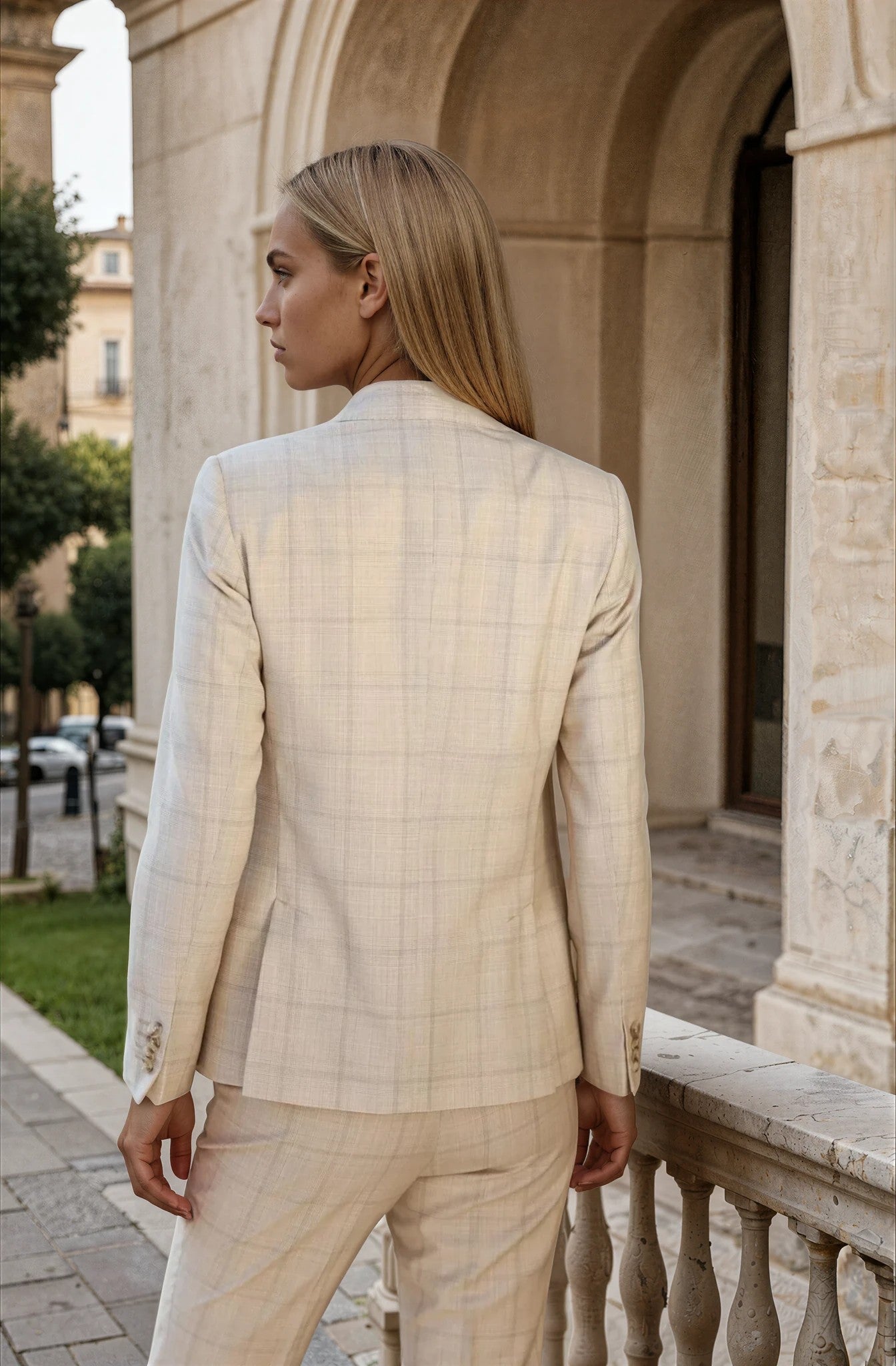 Veste de tailleur Vesnove - Prince de galles beige-VESTE BLAZER FEMME-Curling-Paris