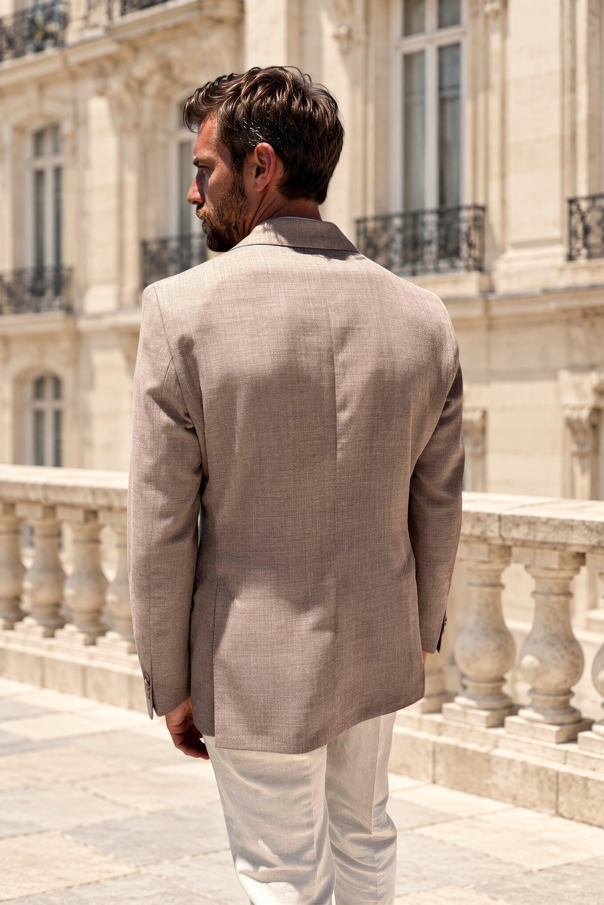 Veste d'été Goal en laine nattée - Taupe-VESTE BLAZER HOMME-Curling-Paris