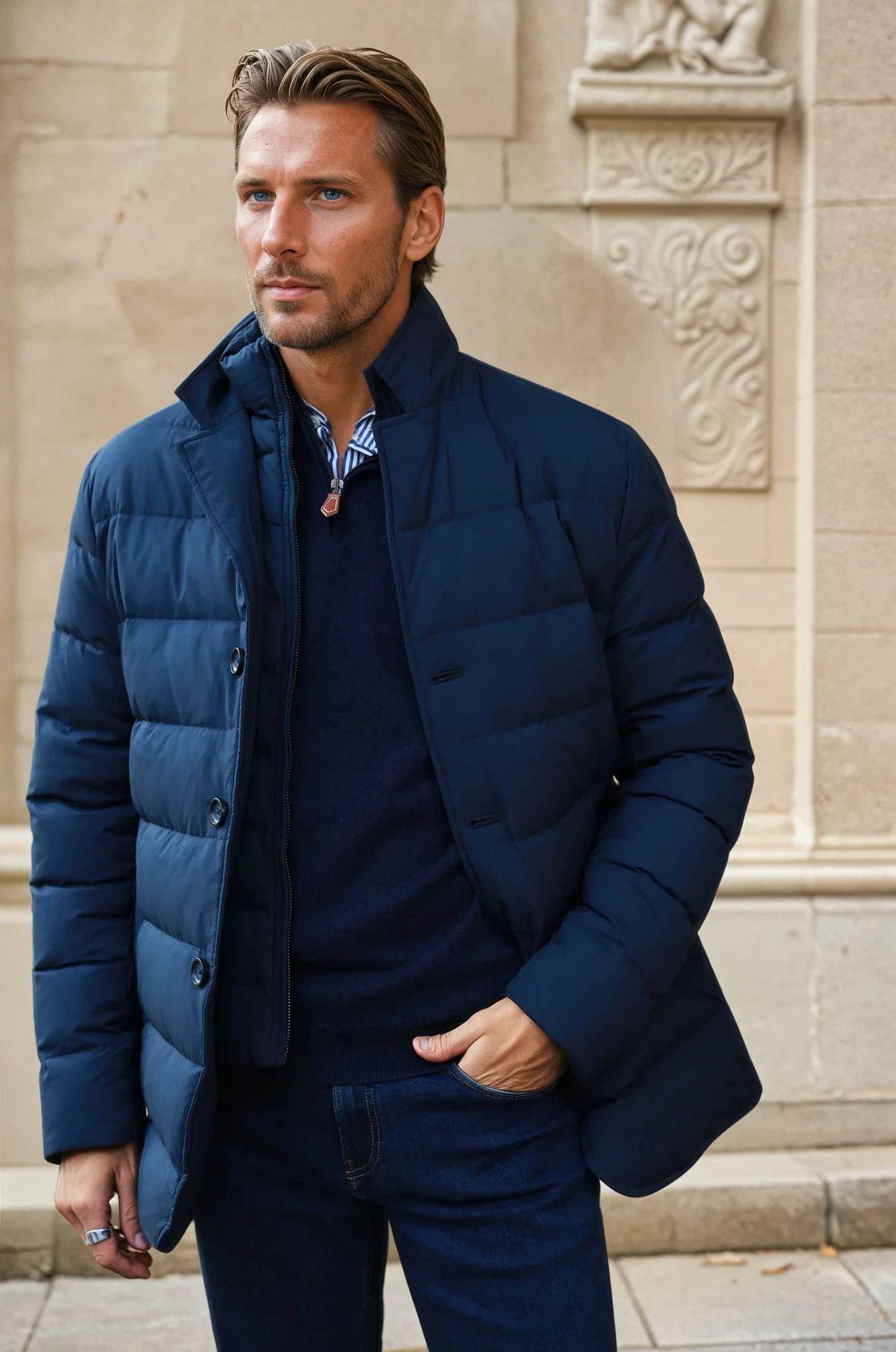 Veste parka Lorenzo - Marine-MANTEAU HOMME-Curling-Paris