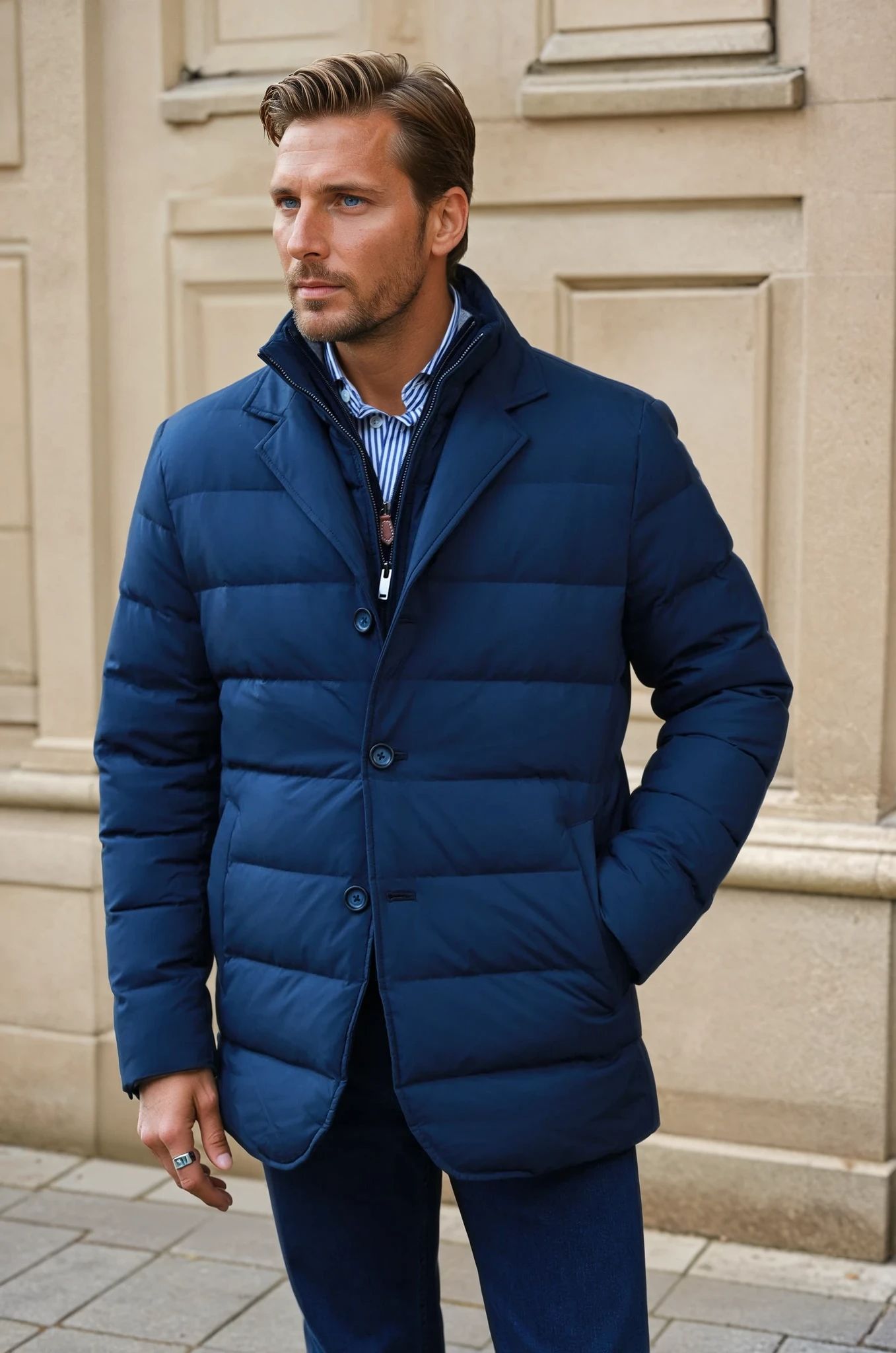Veste parka Lorenzo - Marine-MANTEAU HOMME-Curling-Paris