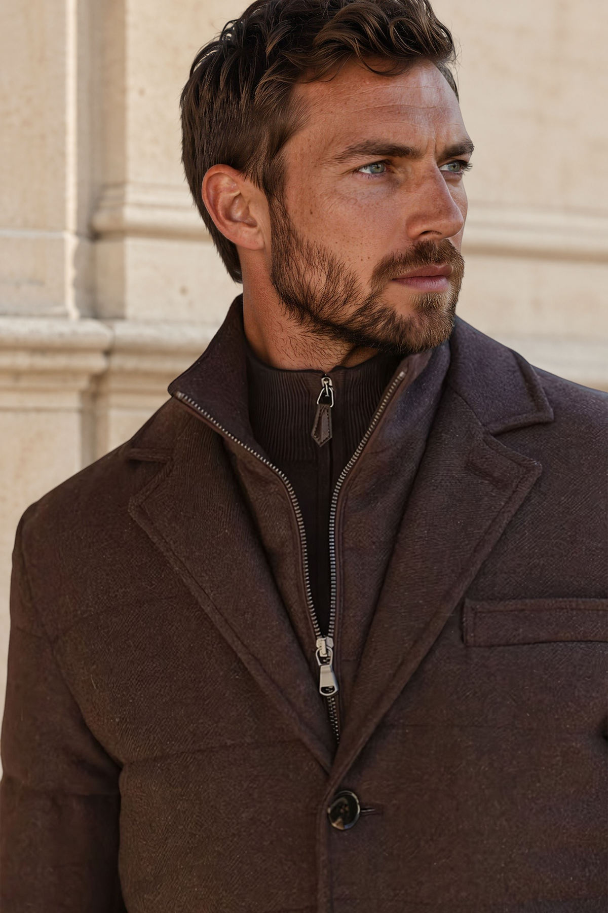 Veste parka Martin en laine – Marron-MANTEAU HOMME-Curling-Paris
